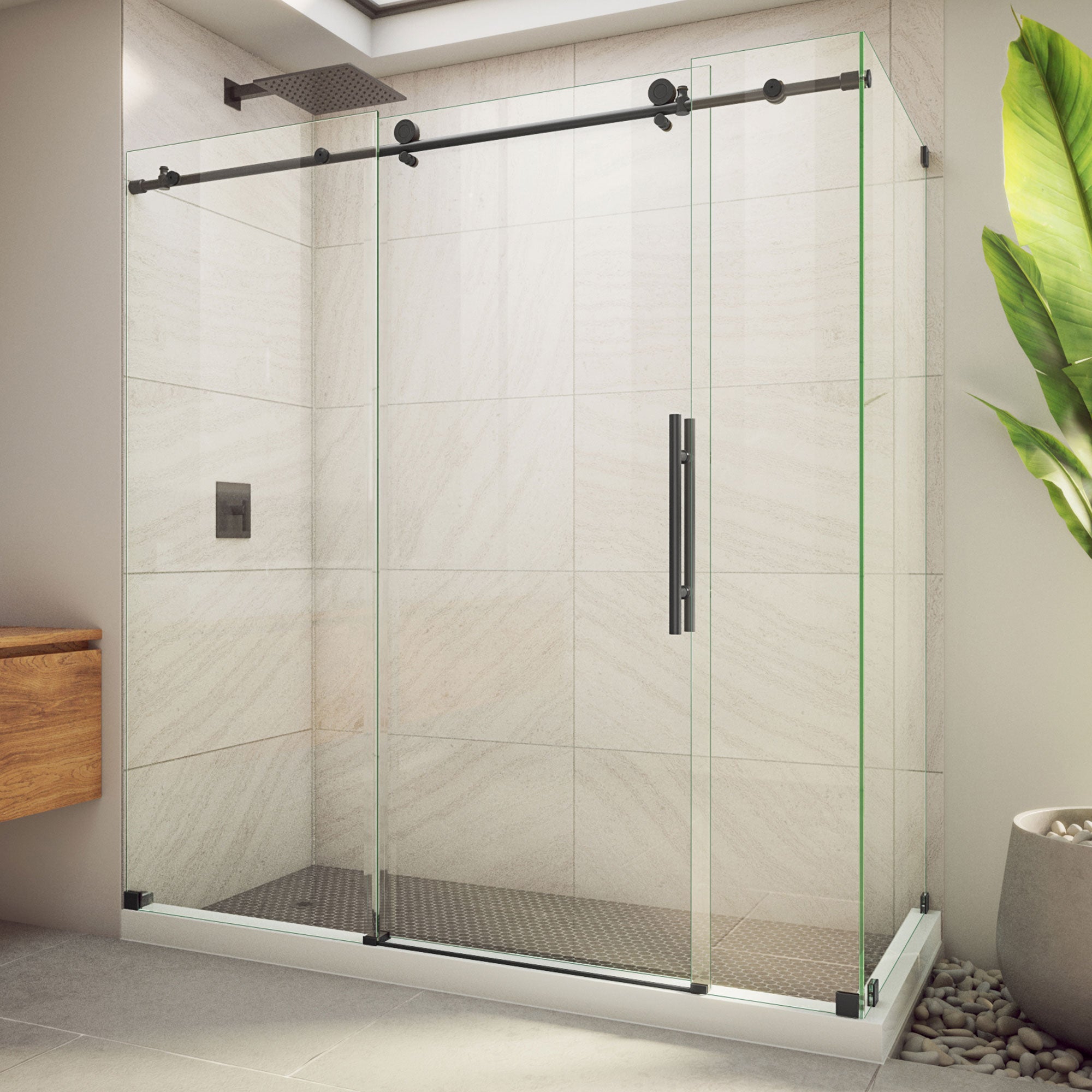 DreamLine Enigma-X 34 1/2 inch D x 68 3/8 - 72 3/8 inch W x 76 inch H Frameless Sliding Shower Kit