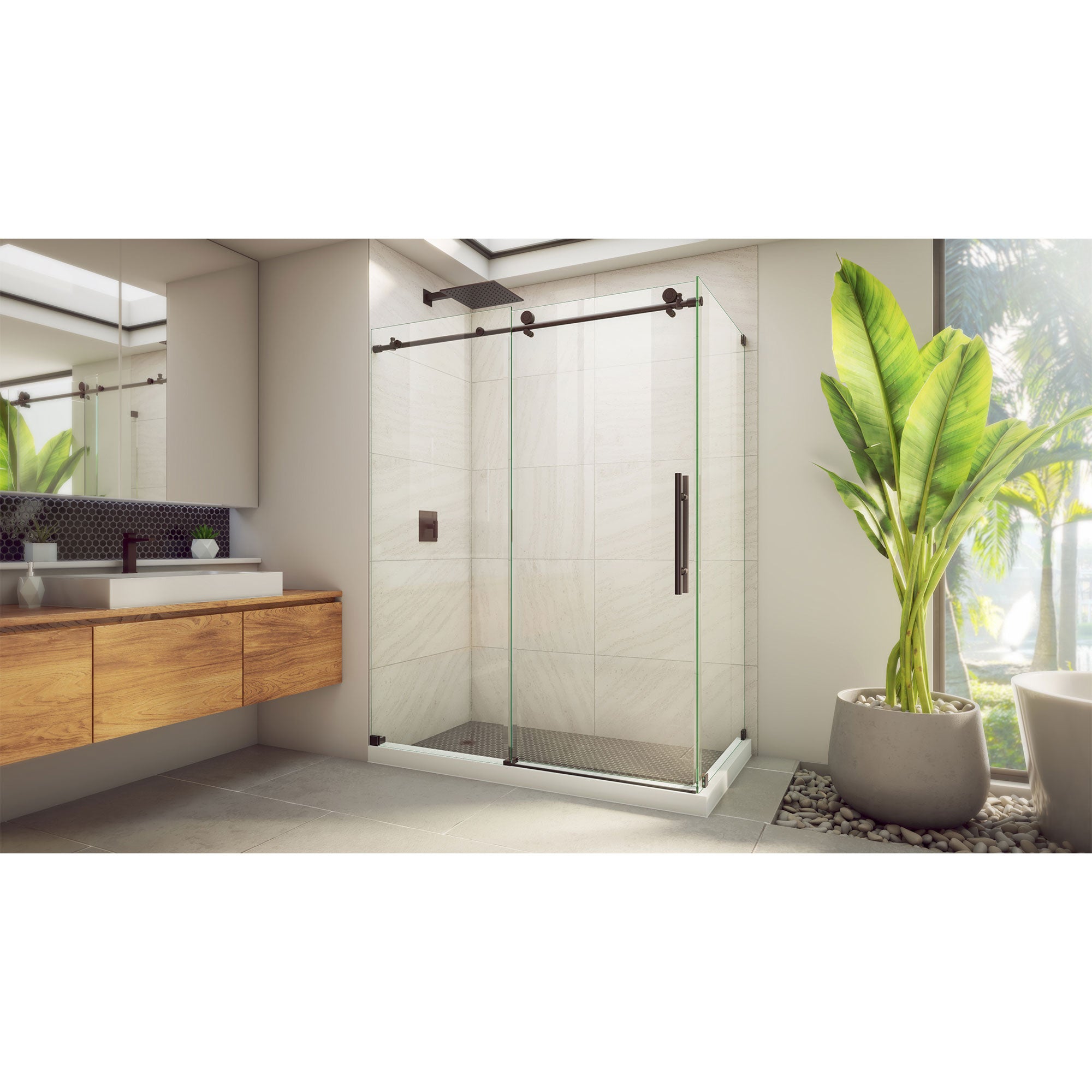 DreamLine Enigma-X 34 1/2 inch D x 60 3/8 inch W x 76 inch H Frameless Sliding Shower Enclosure