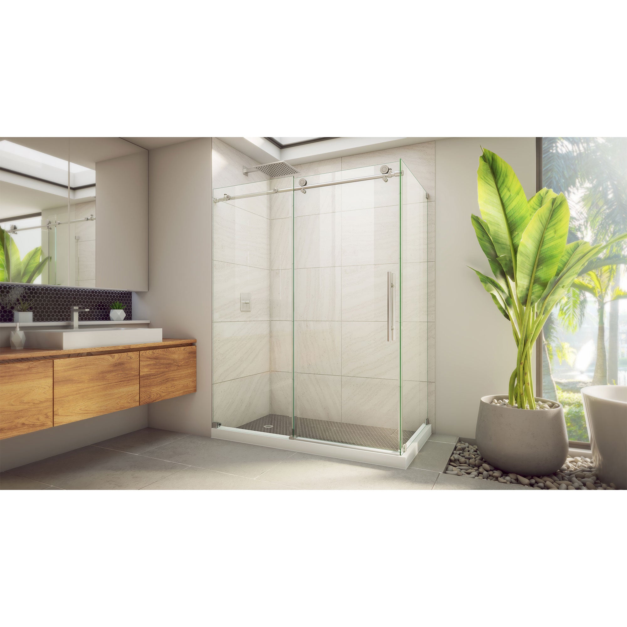 DreamLine Enigma-X 32 1/2 inch D x 60 3/8 inch W x 76 inch H Frameless Sliding Shower Enclosure