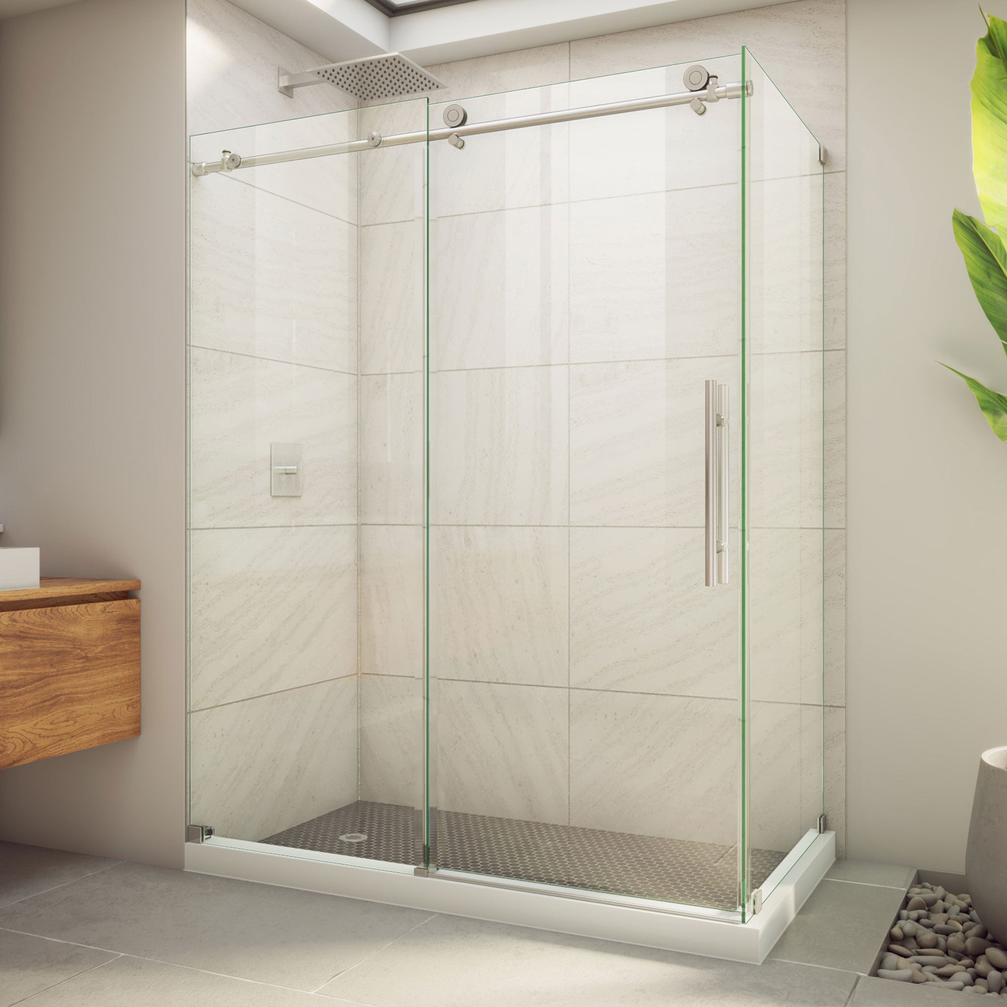 DreamLine Enigma-X 34 1/2 inch D x 60 3/8 inch W x 76 inch H Frameless Sliding Shower Enclosure