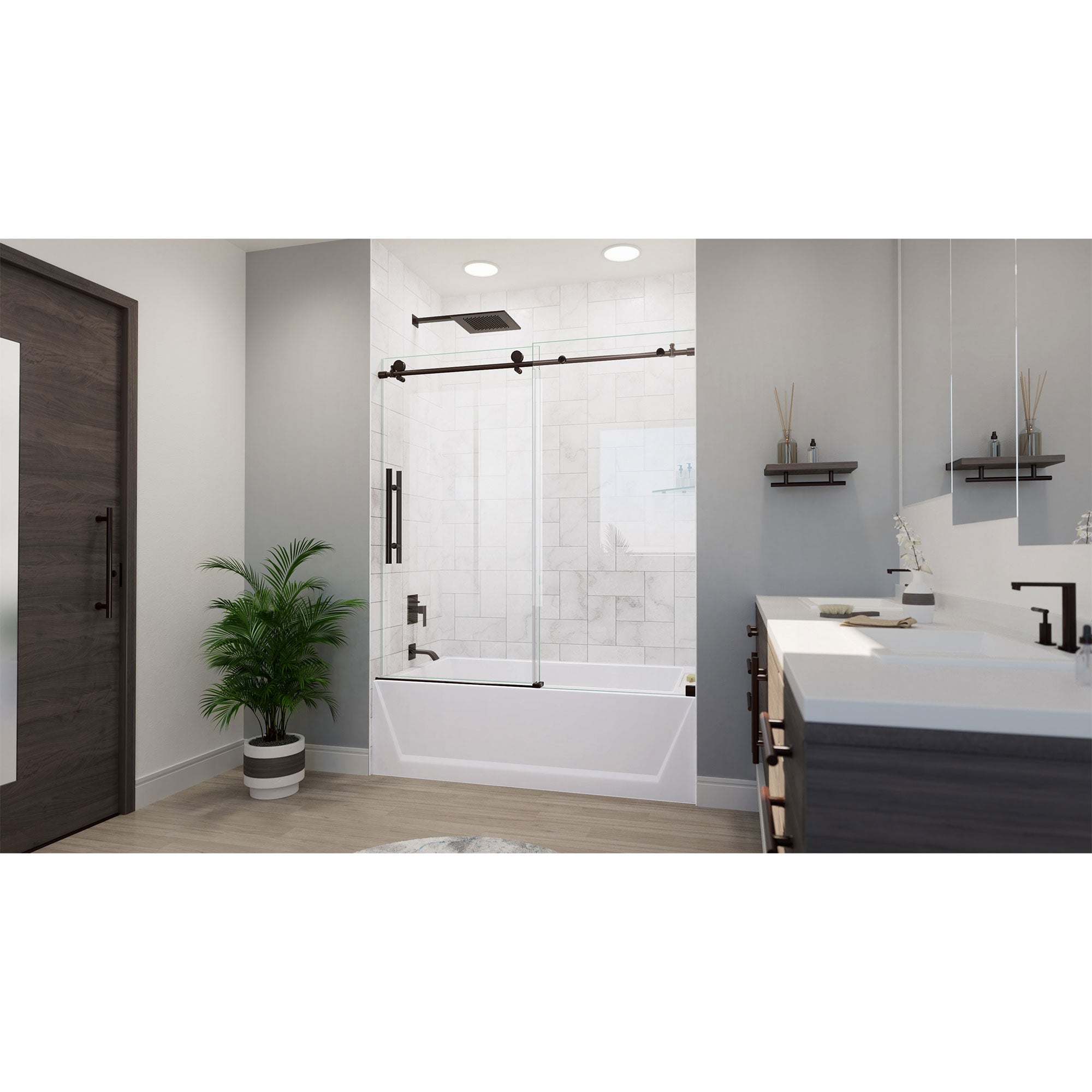 DreamLine Enigma-X 55 - 59 inch W x 62 inch H Frameless Sliding Tub Door