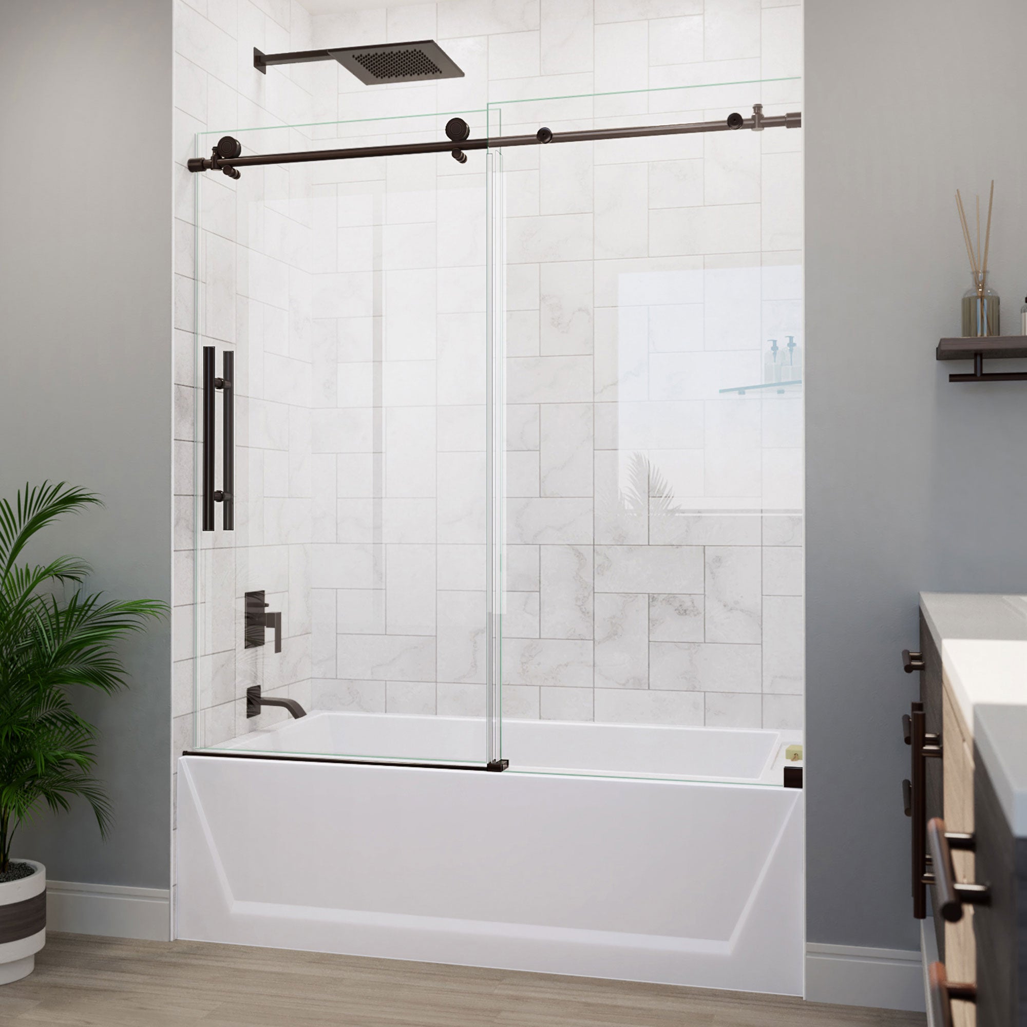 DreamLine Enigma-X 55 - 59 inch W x 62 inch H Frameless Sliding Tub Door