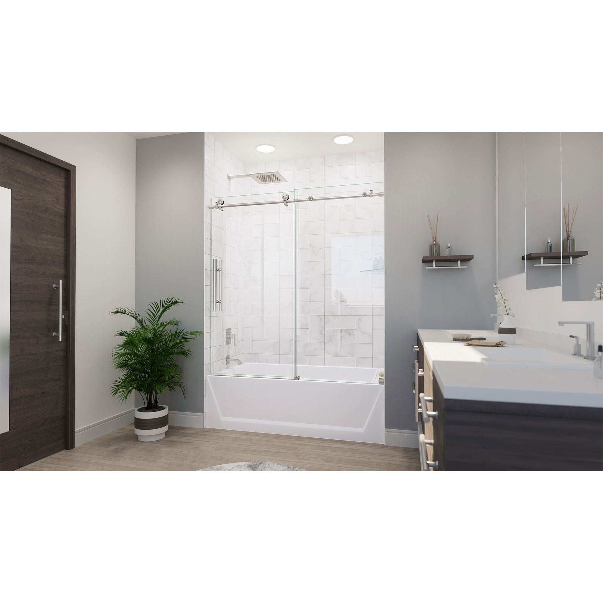 DreamLine Enigma-X 55 - 59 inch W x 62 inch H Frameless Sliding Tub Door