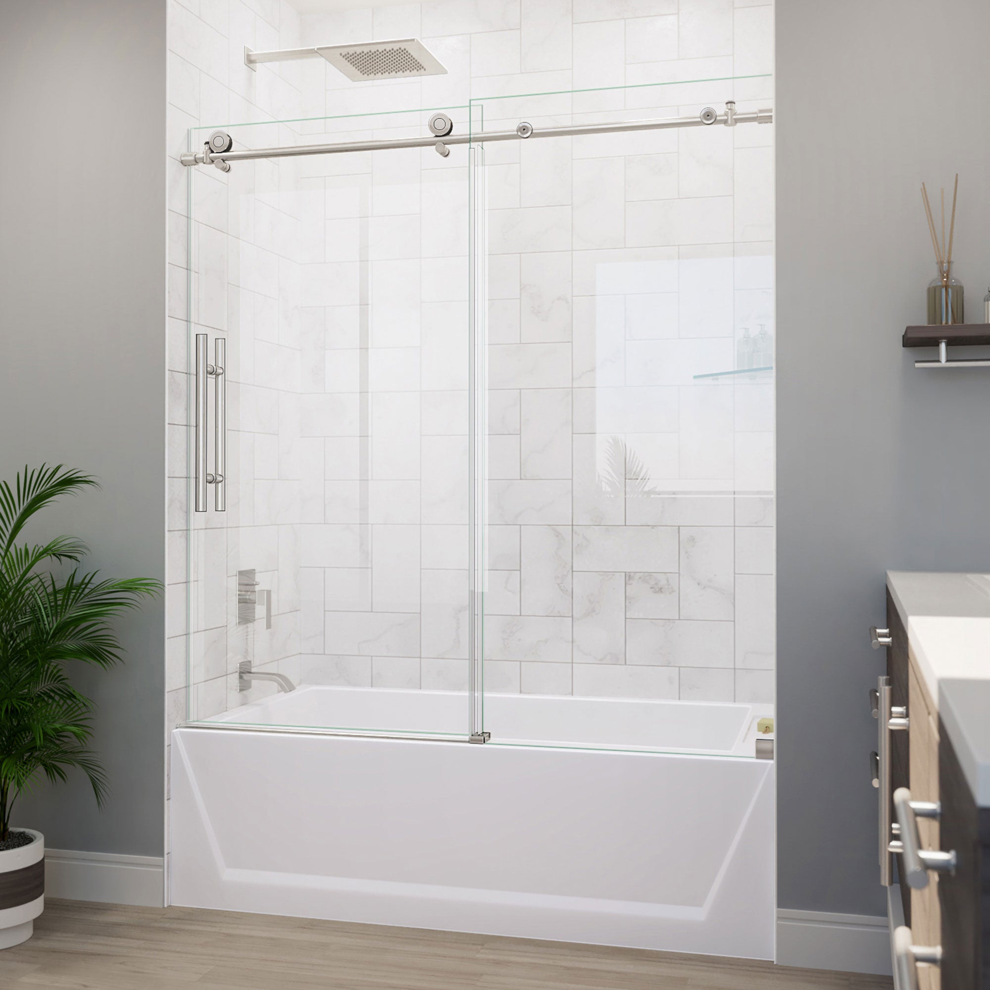 DreamLine Enigma-X 55 - 59 inch W x 62 inch H Frameless Sliding Tub Door