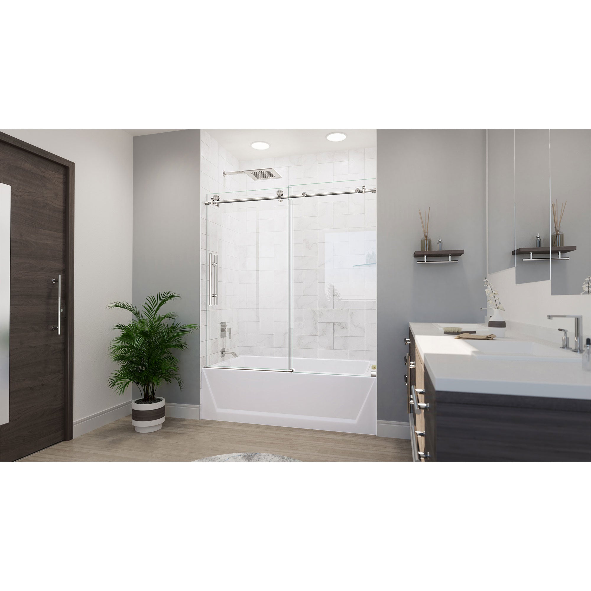 DreamLine Enigma-X 55 - 59 inch W x 62 inch H Frameless Sliding Tub Door