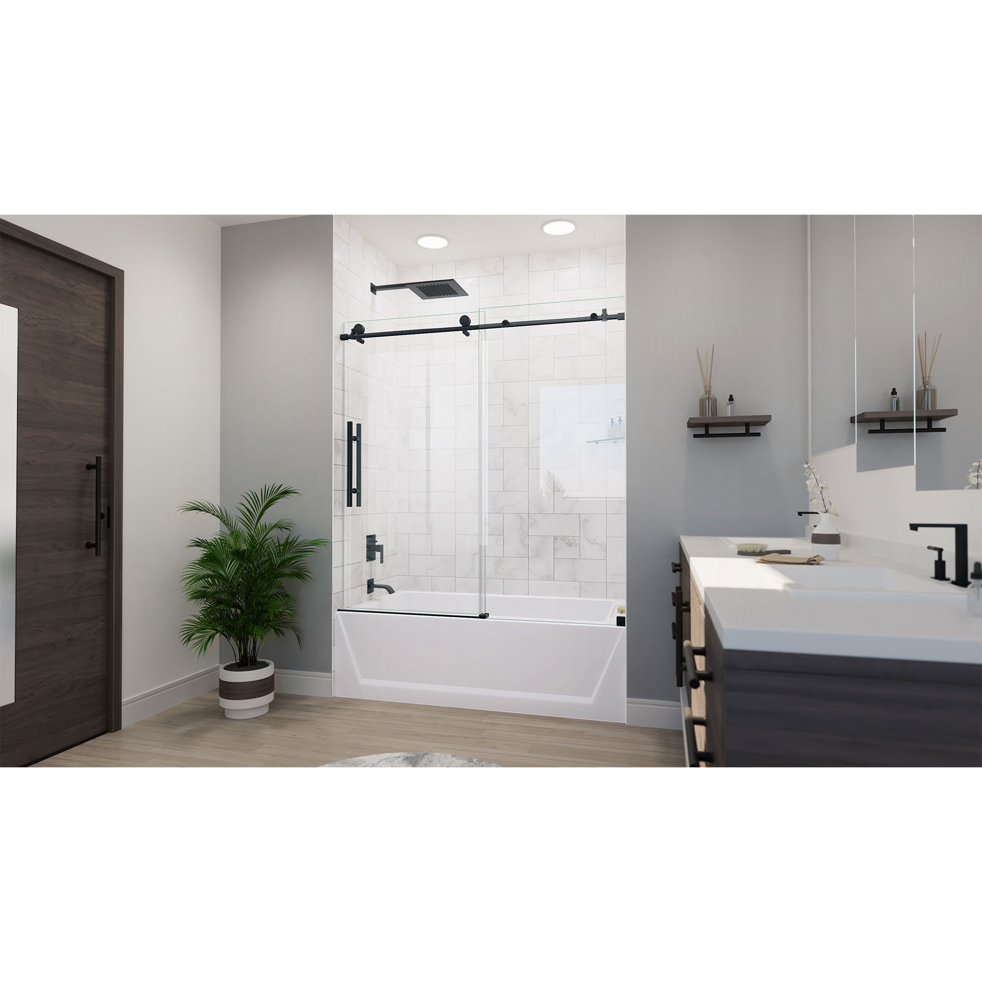 DreamLine Enigma-X 55 - 59 inch W x 62 inch H Frameless Sliding Tub Door