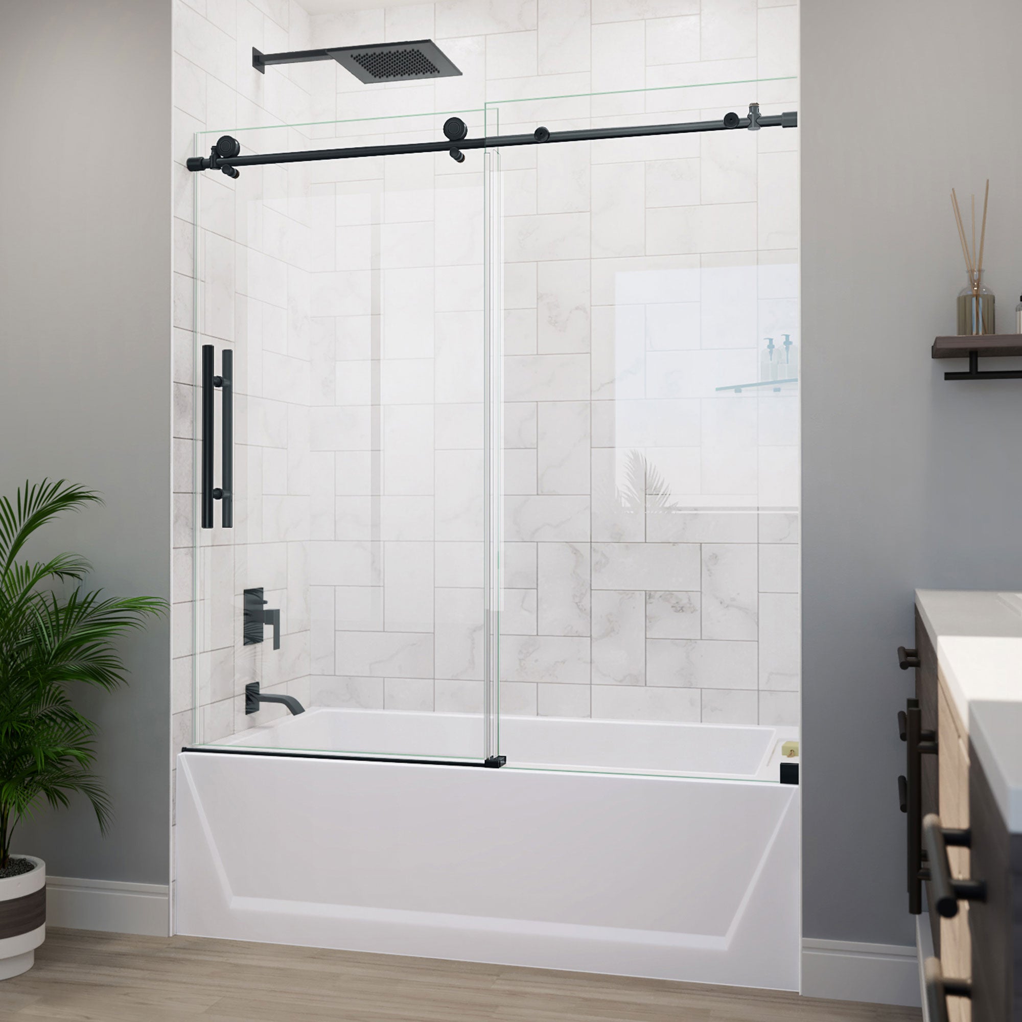 DreamLine Enigma-X 55 - 59 inch W x 62 inch H Frameless Sliding Tub Door