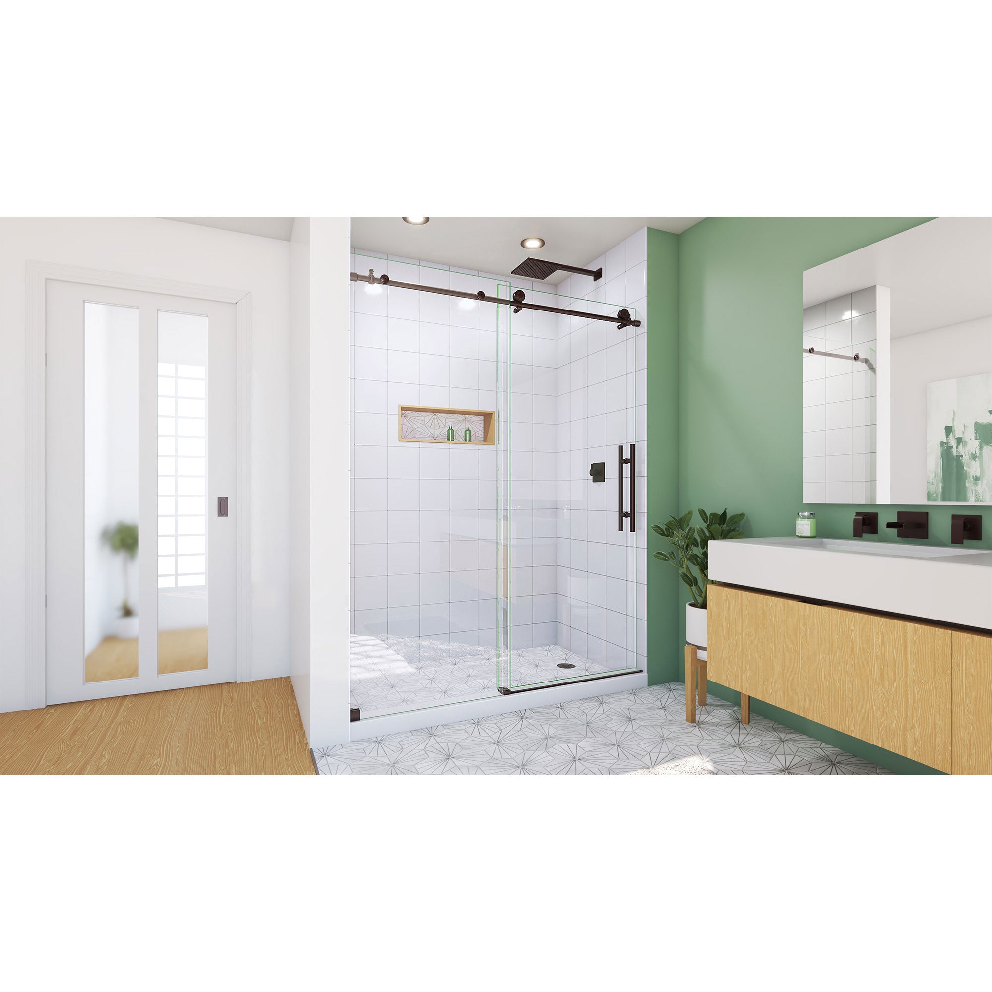 DreamLine Enigma-X 56 - 60 inch W x 76 inch H Frameless Sliding Shower Door