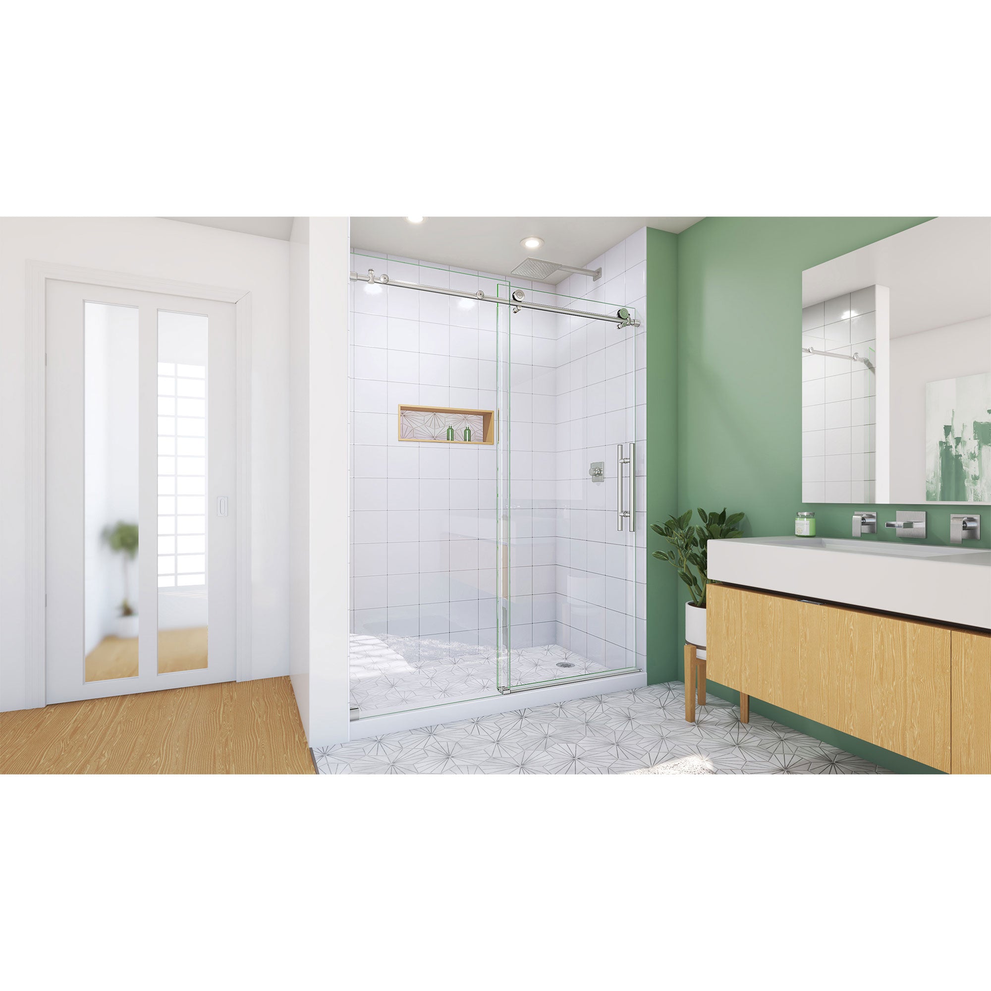 DreamLine Enigma-X 56 - 60 inch W x 76 inch H Frameless Sliding Shower Door