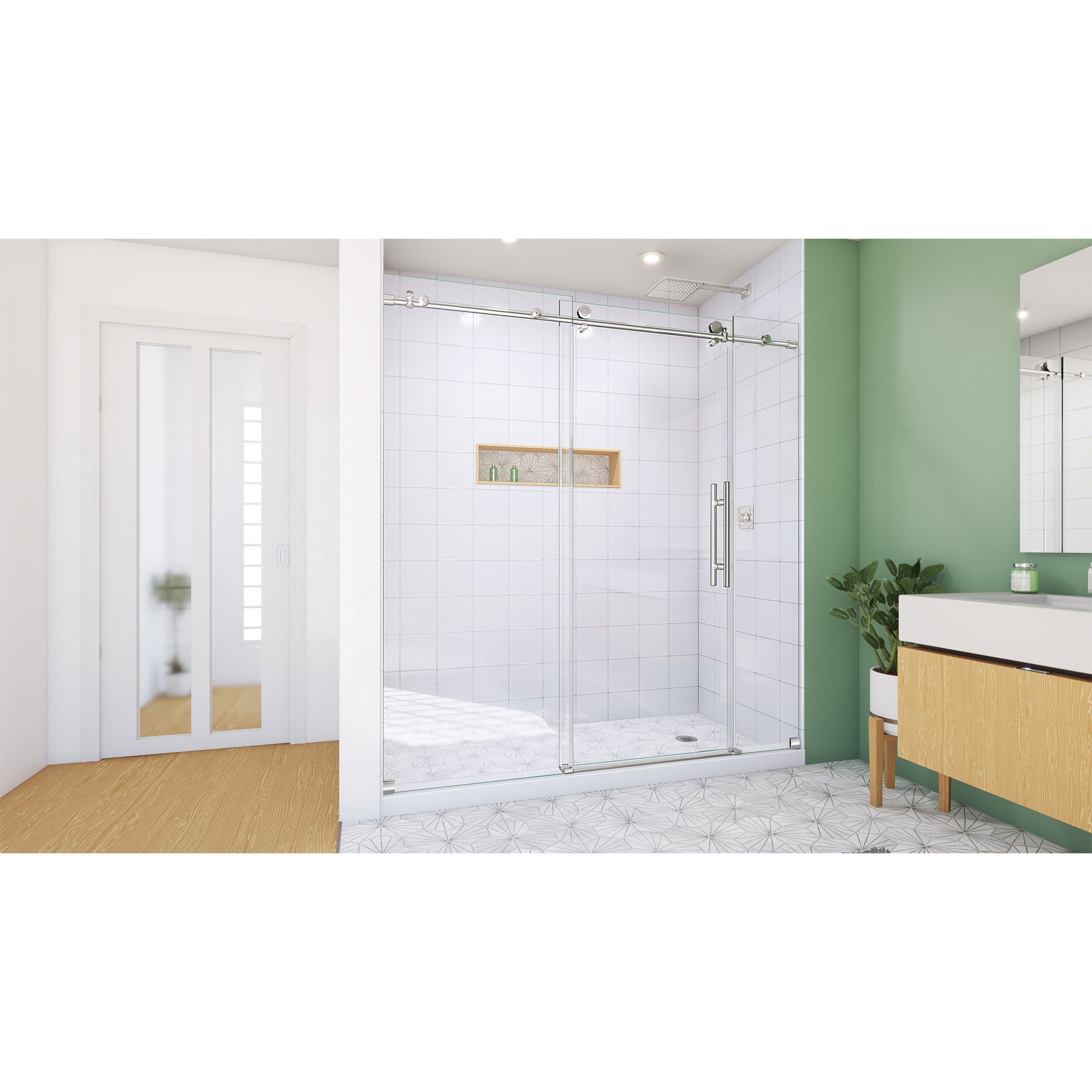 DreamLine Enigma-X 68-72 inch W x 76 inch H Frameless Sliding Shower Door