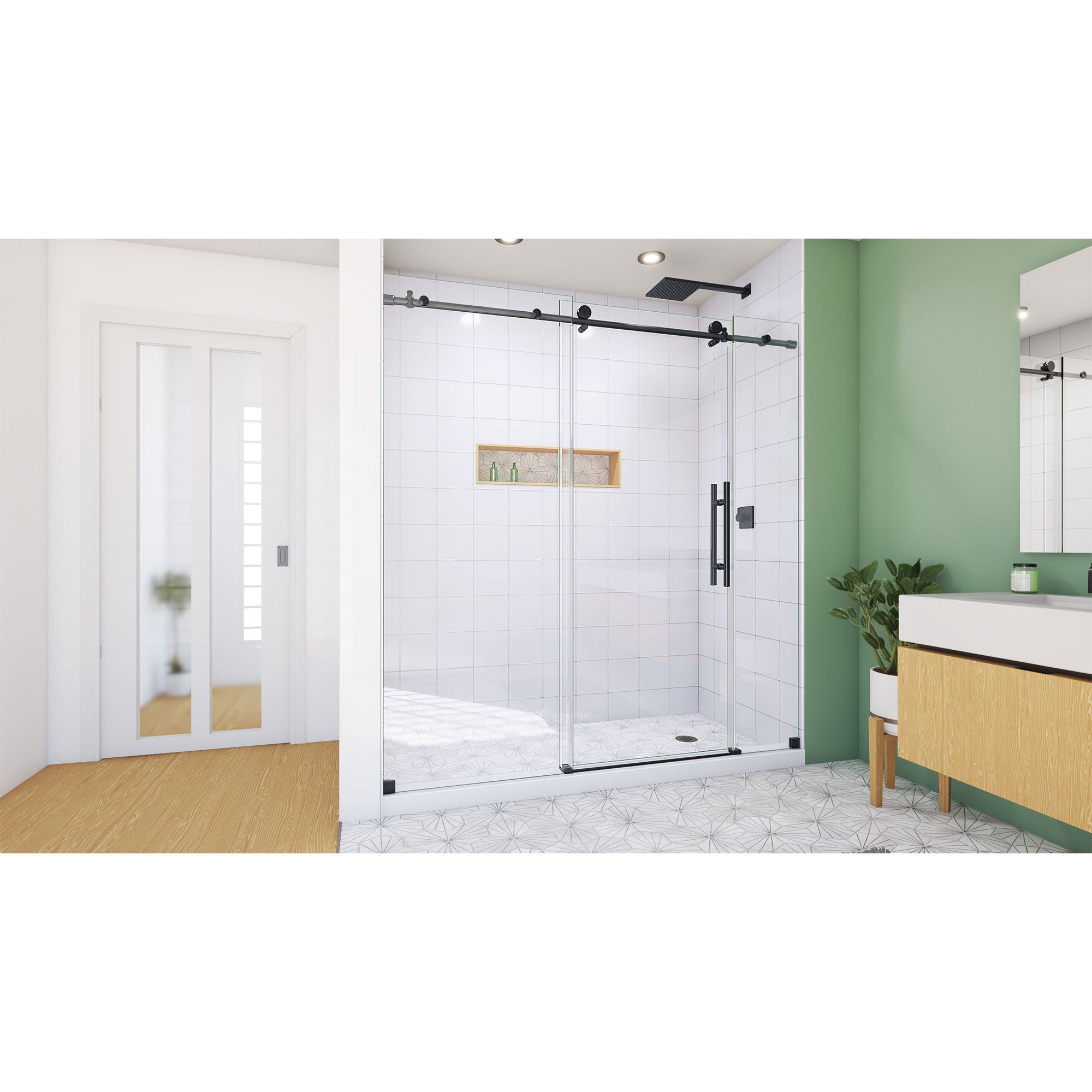 DreamLine Enigma-X 68-72 inch W x 76 inch H Frameless Sliding Shower Door
