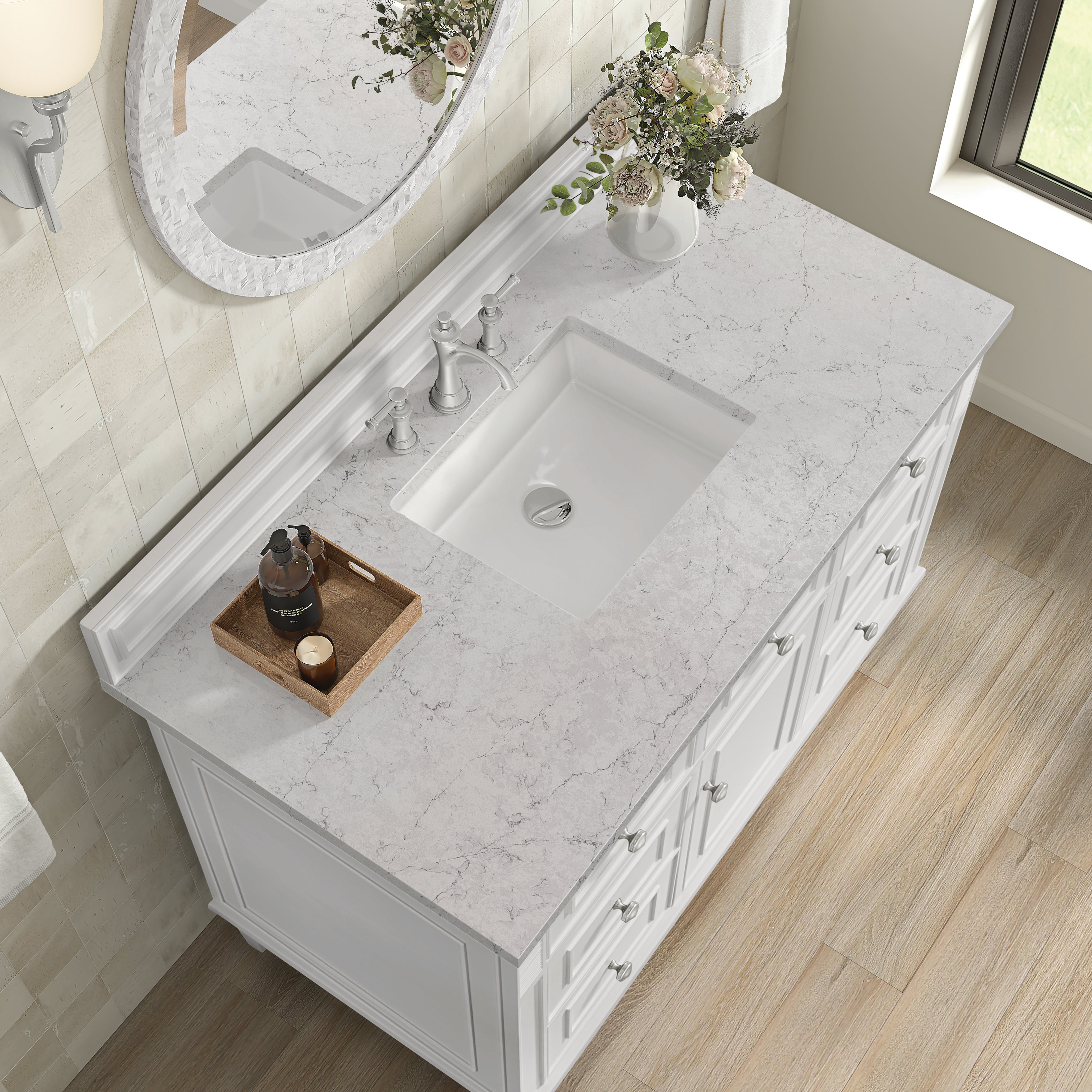 James Martin Lorelai 48" Single Vanity in Bright White with 3cm Countertop