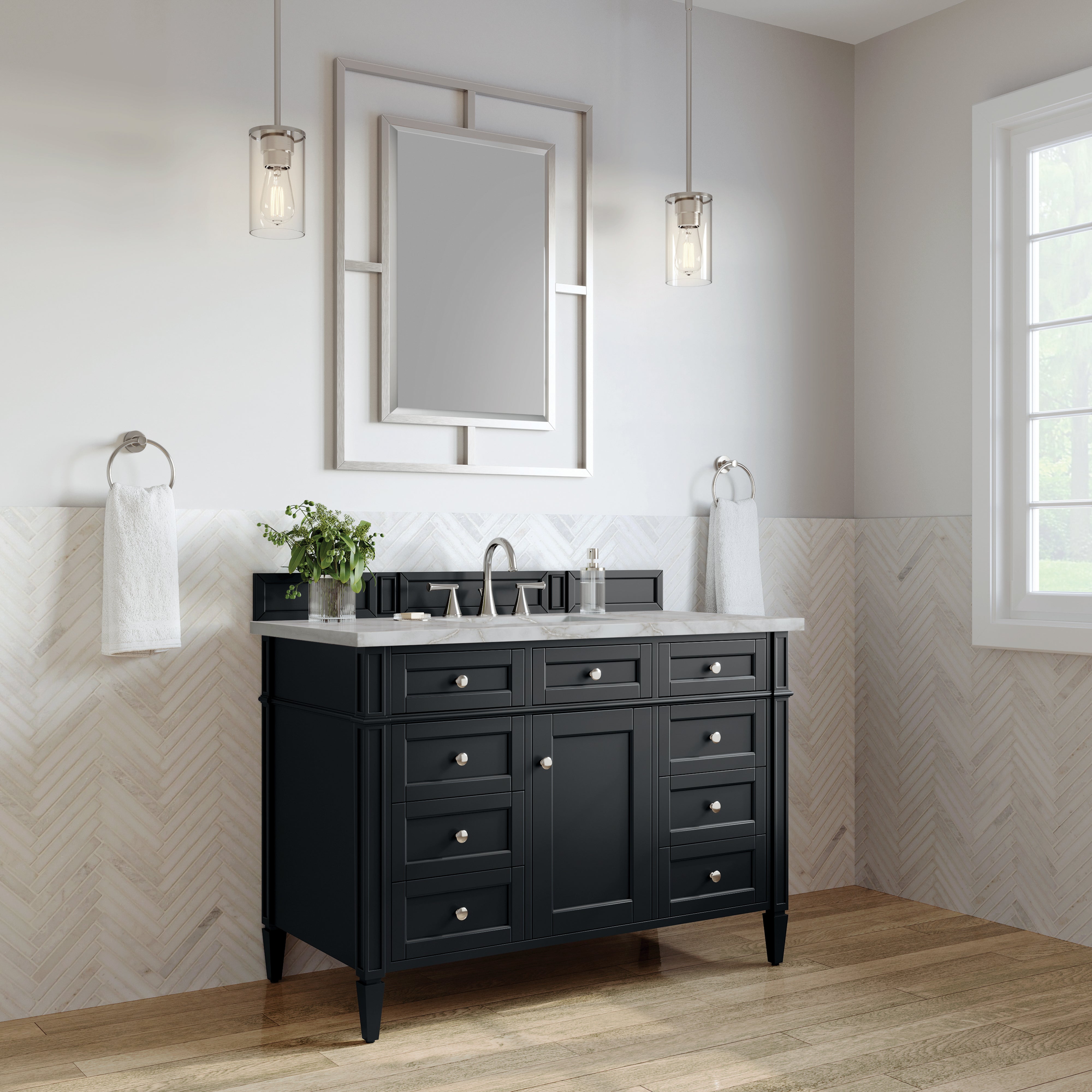 James Martin Brittany 48" Single Vanity in Black Onyx with 3cm Countertop