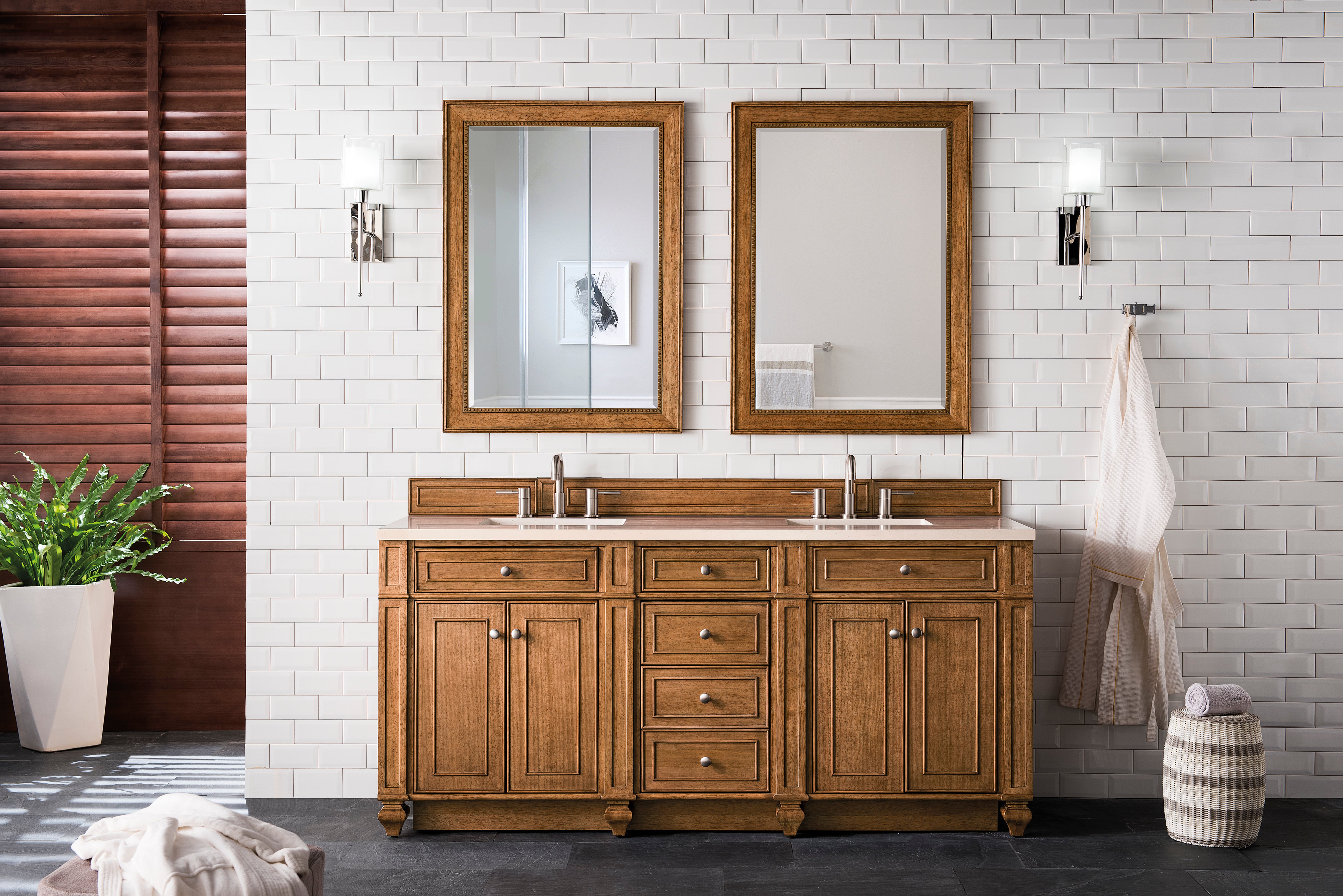 James Martin Bristol 72" Double Vanity in Saddle Brown with 3cm Countertop