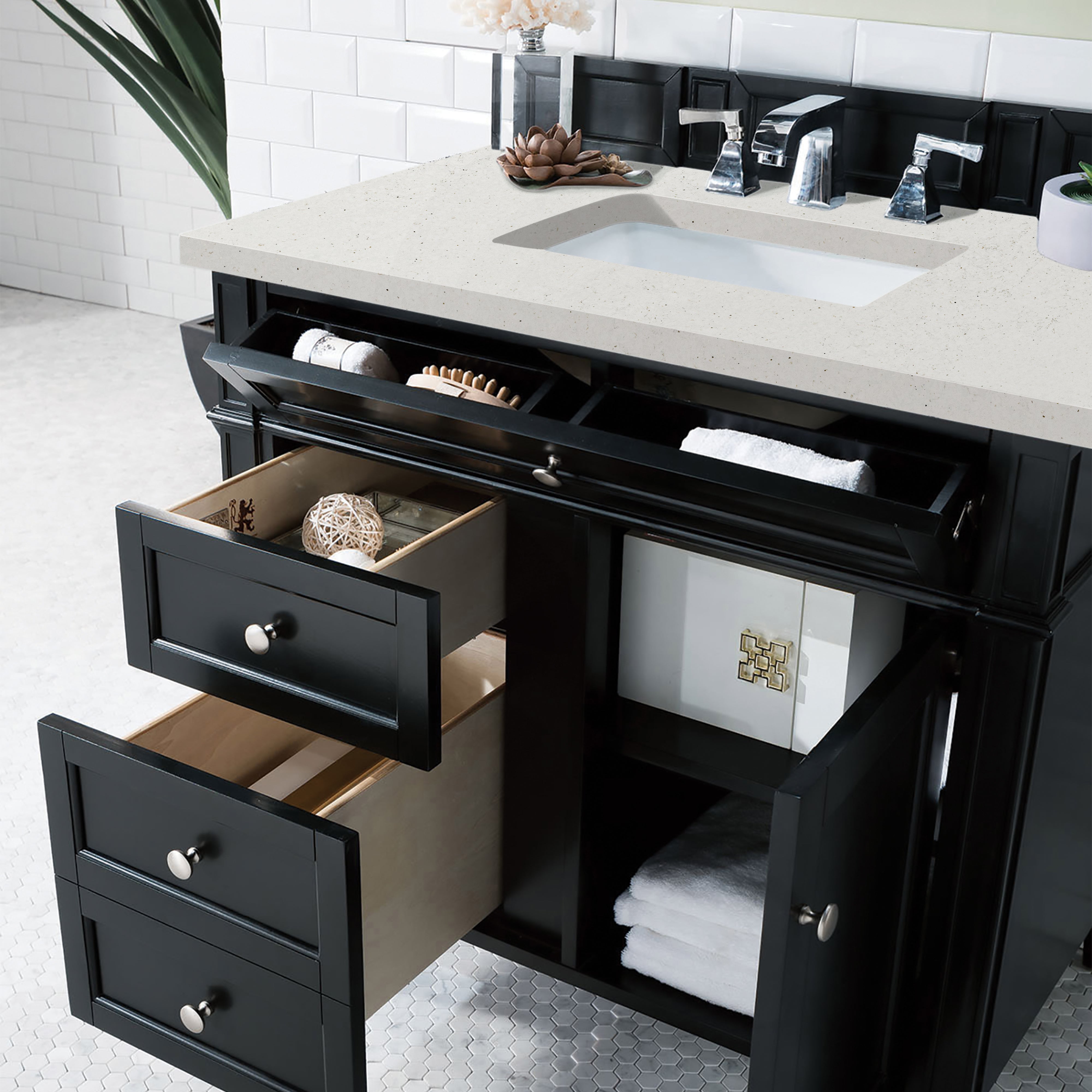 James Martin Brittany 36" Single Vanity in Black Onyx with 3cm Countertop