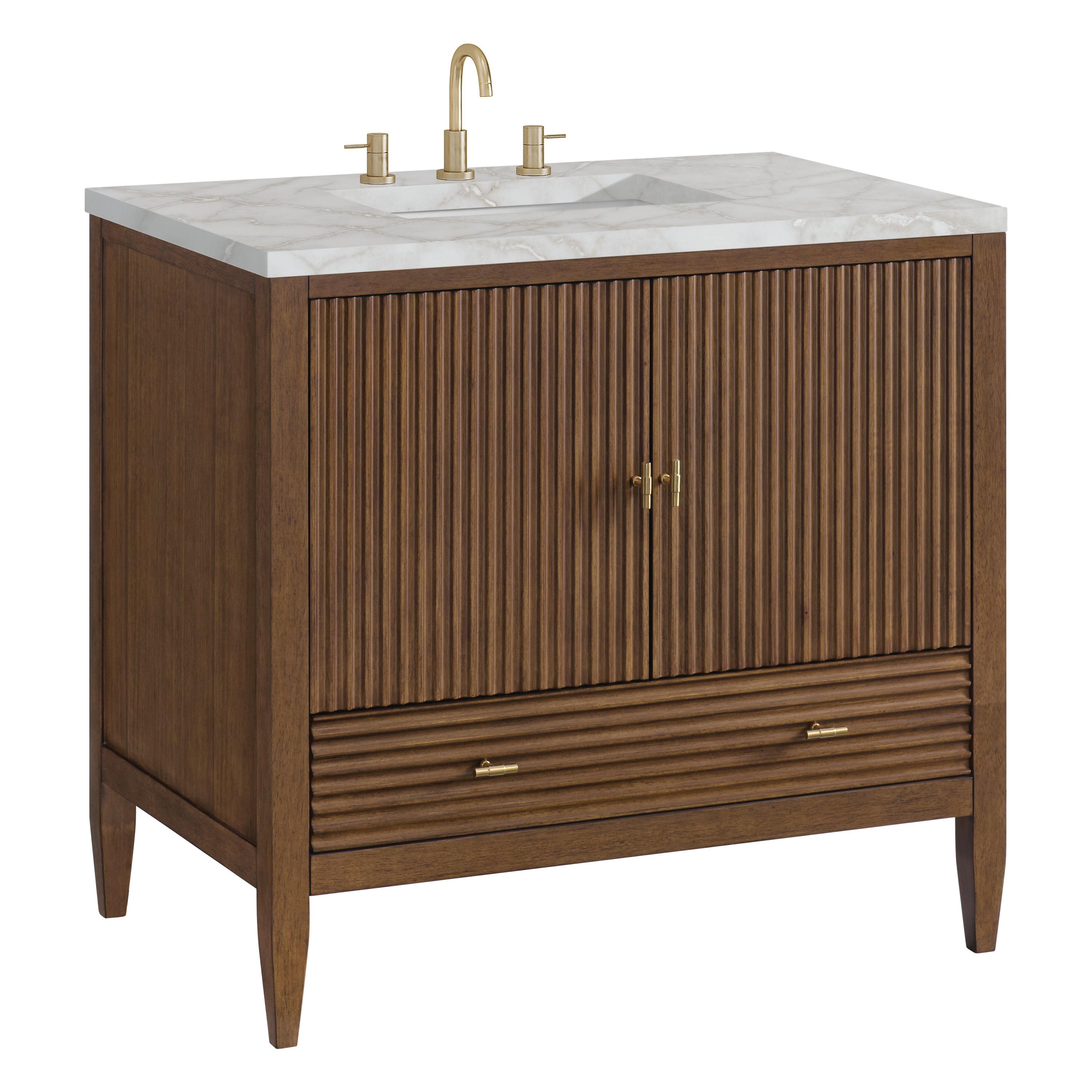 James Martin Myrrin 36" Vanity in Mid Century Walnut with 3cm Countertop