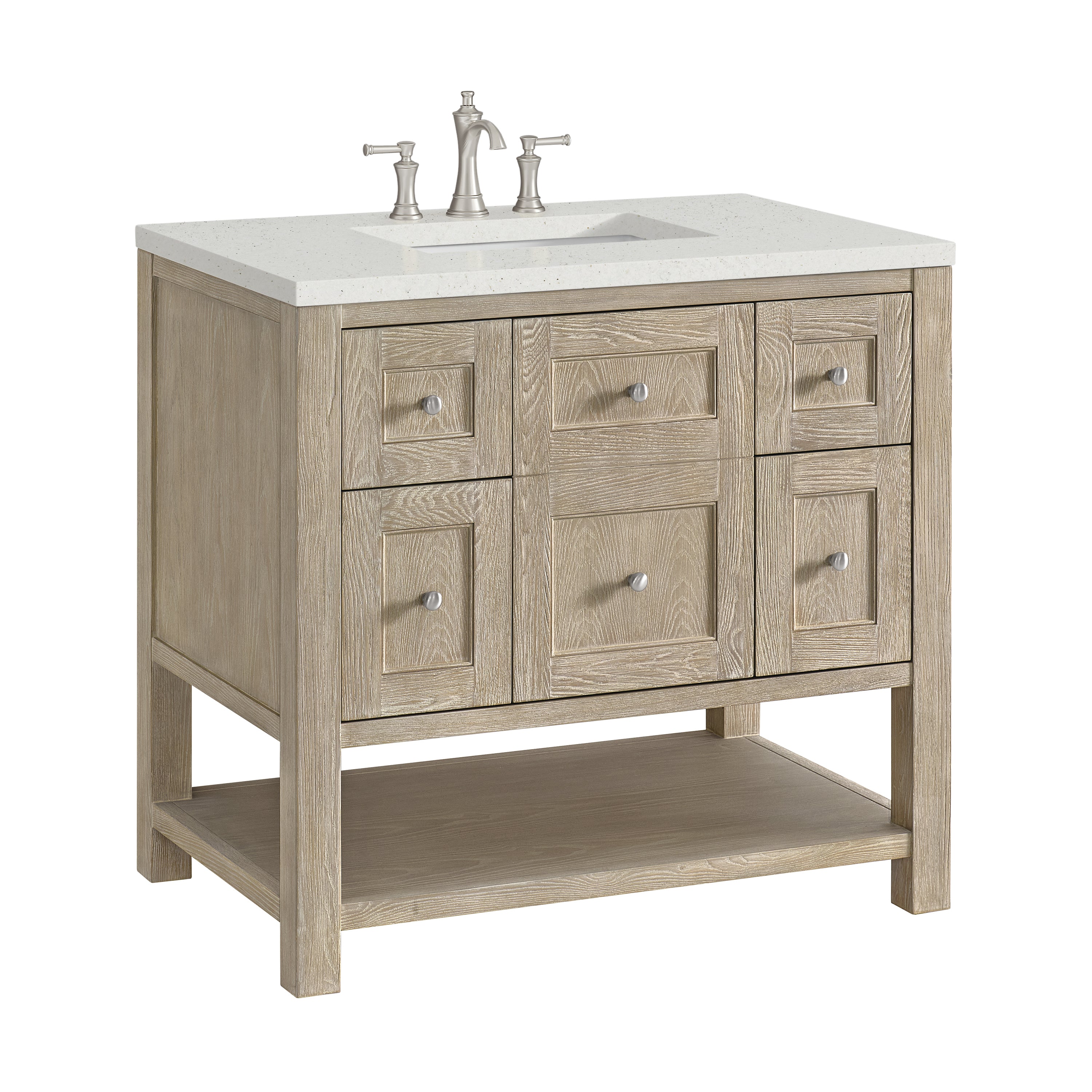 James Martin Breckenridge 36" Single in Whitewashed Oak with 3cm Countertop
