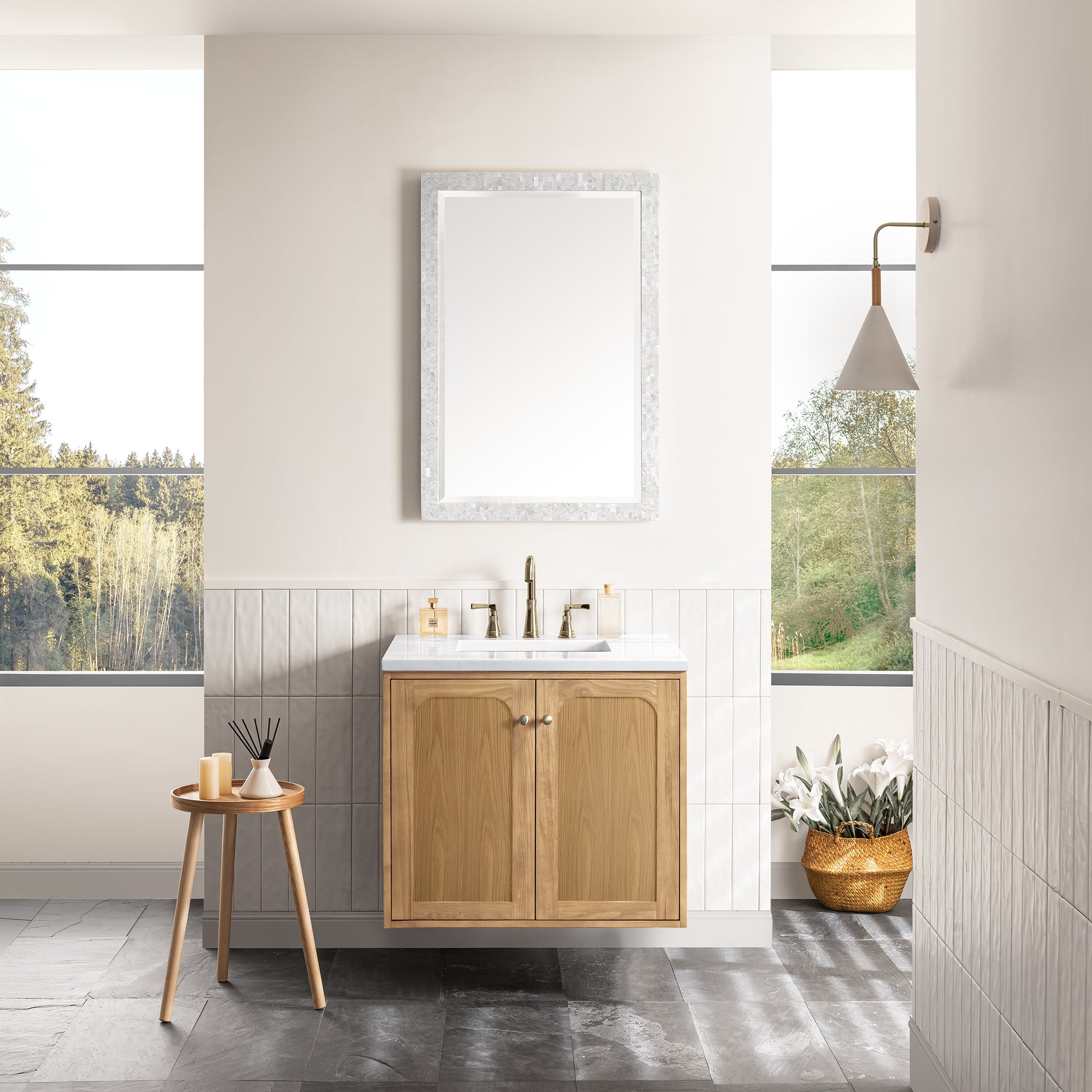 James Martin Laurent 30" Single Vanity in Light Natural Oak with 3cm Countertop