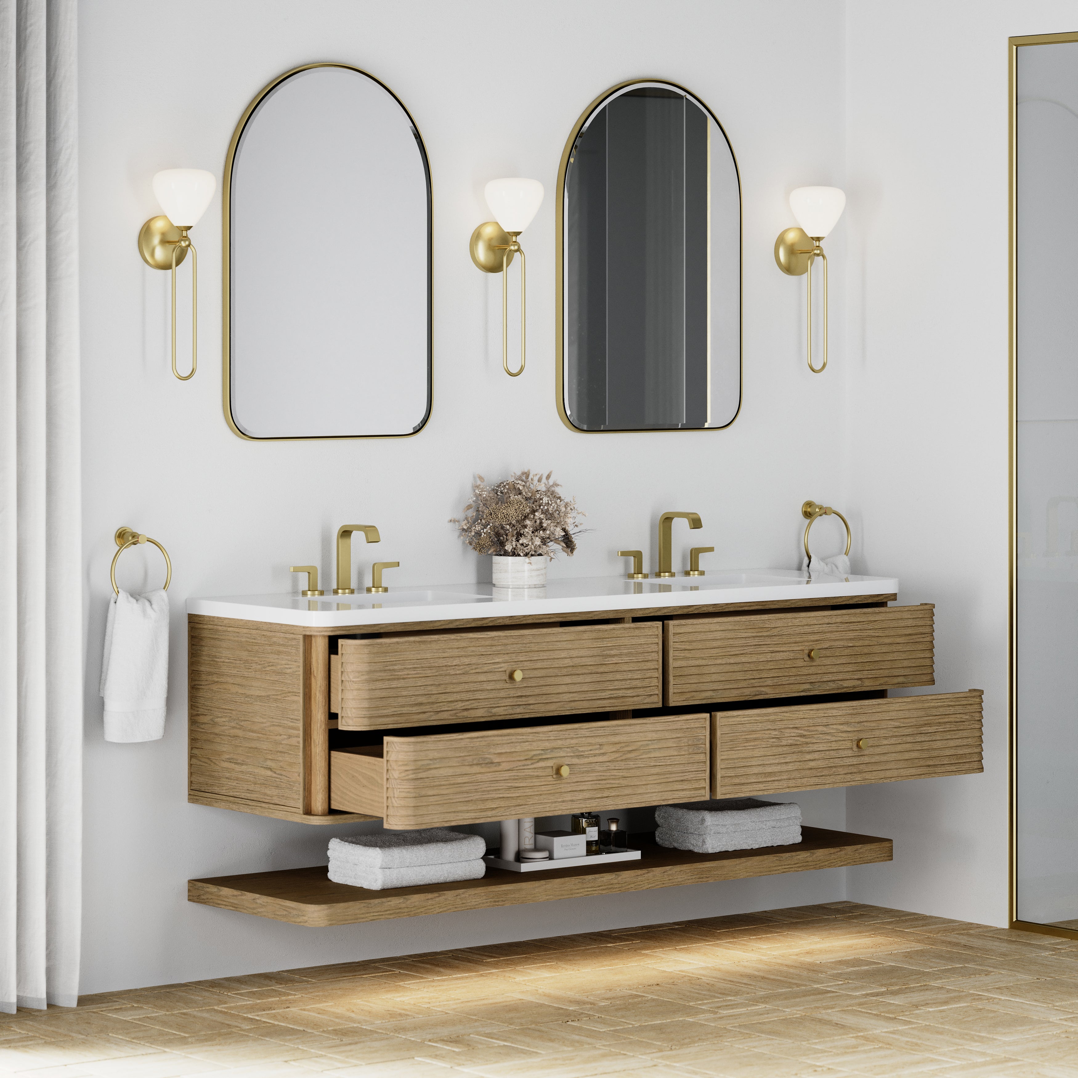 James Martin Allamari 72" Double Vanity in Dune Mist with 3cm Countertop