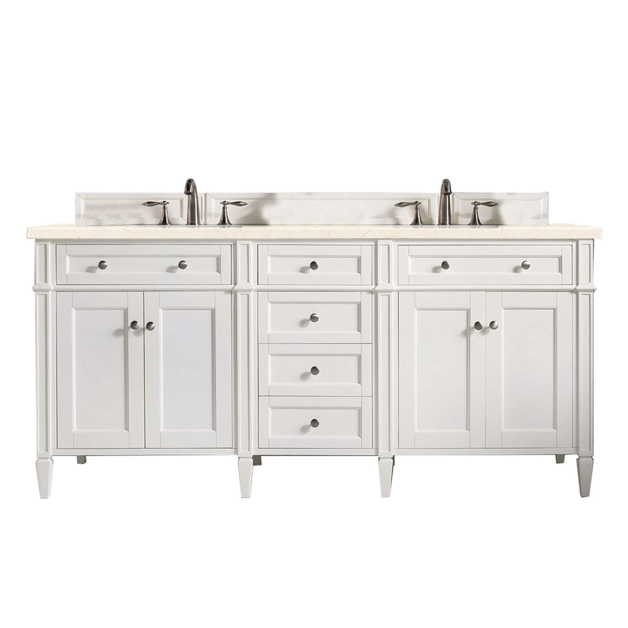 James Martin Brittany 72" Double Vanity in Bright White with 3cm Countertop