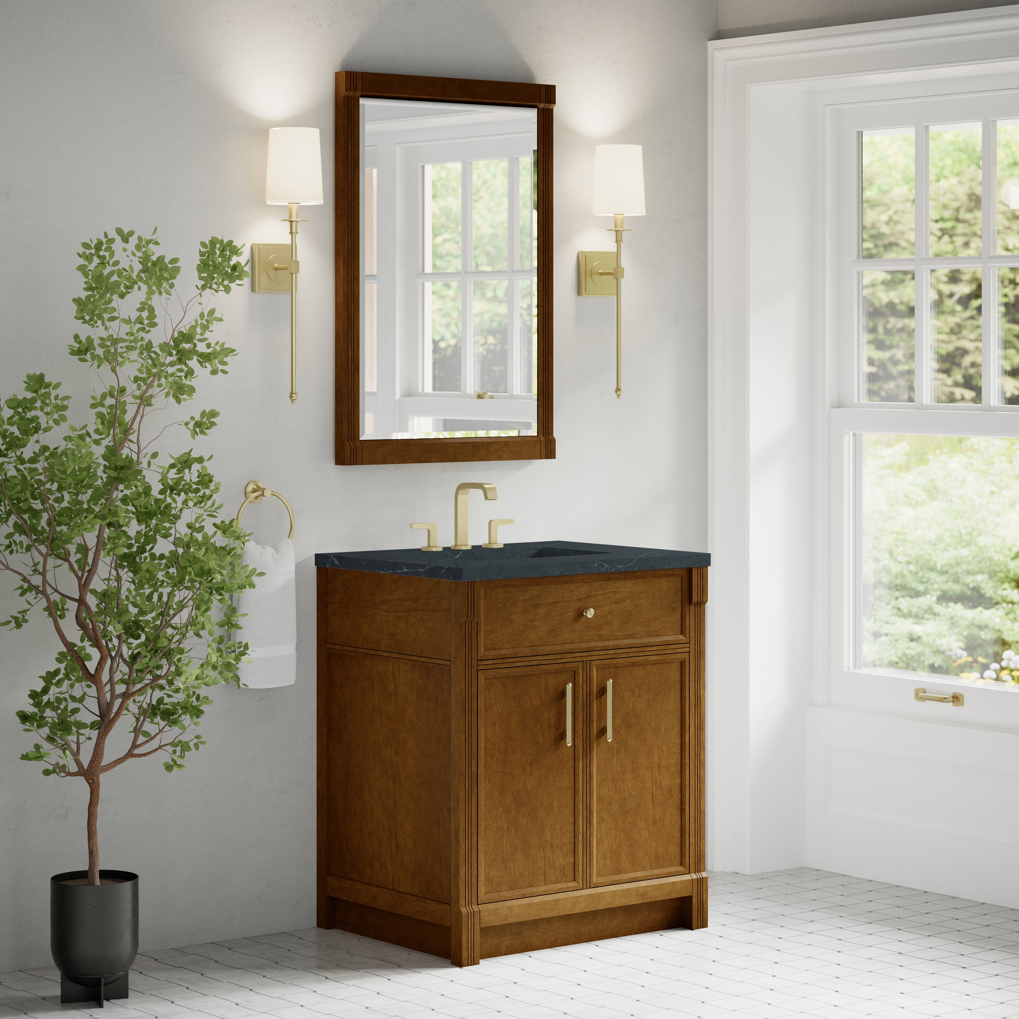 James Martin Bellshire 30" Single Vanity in Honey Oak with 3cm Countertop