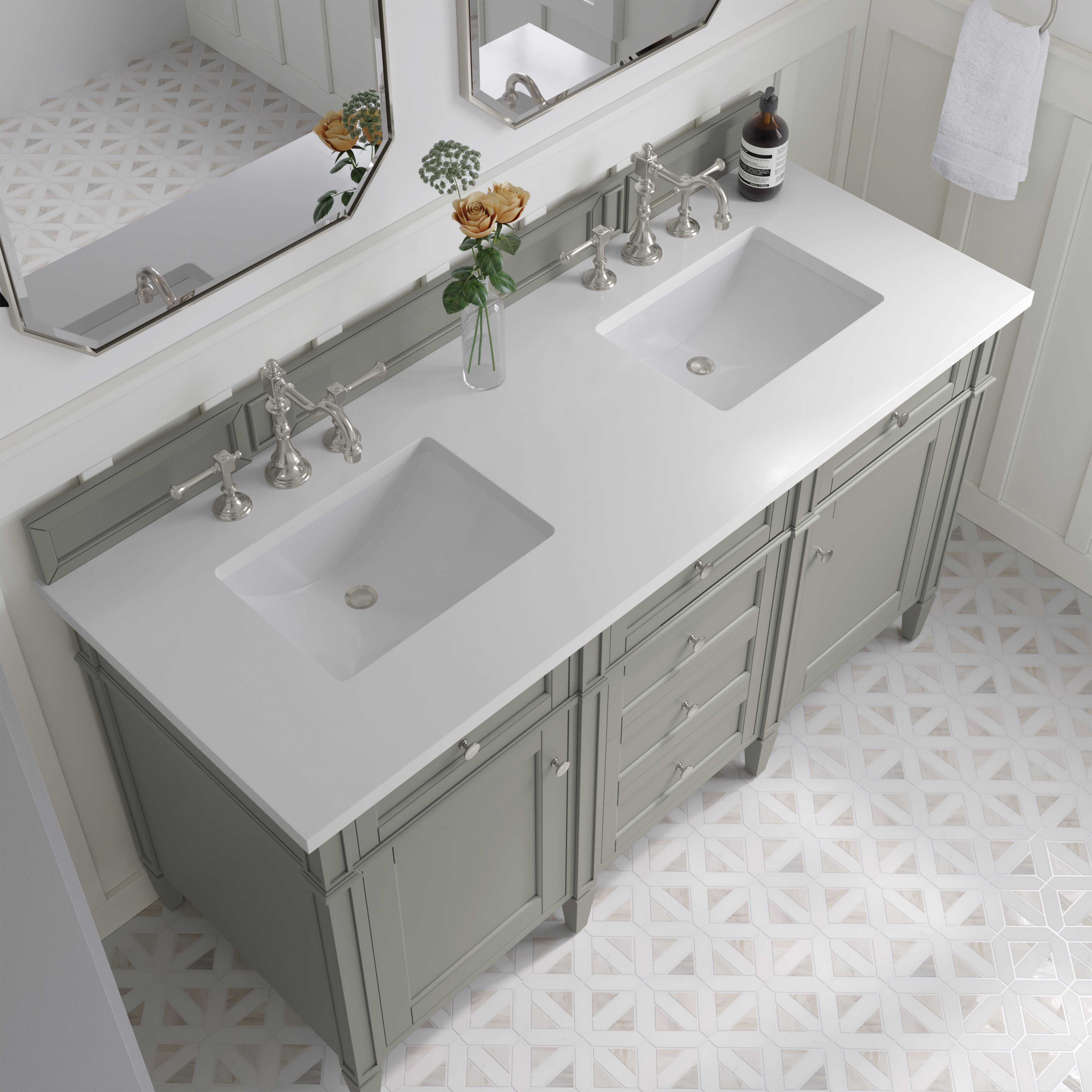 James Martin Brittany 60" Double Vanity in Urban Gray with 3cm Countertop