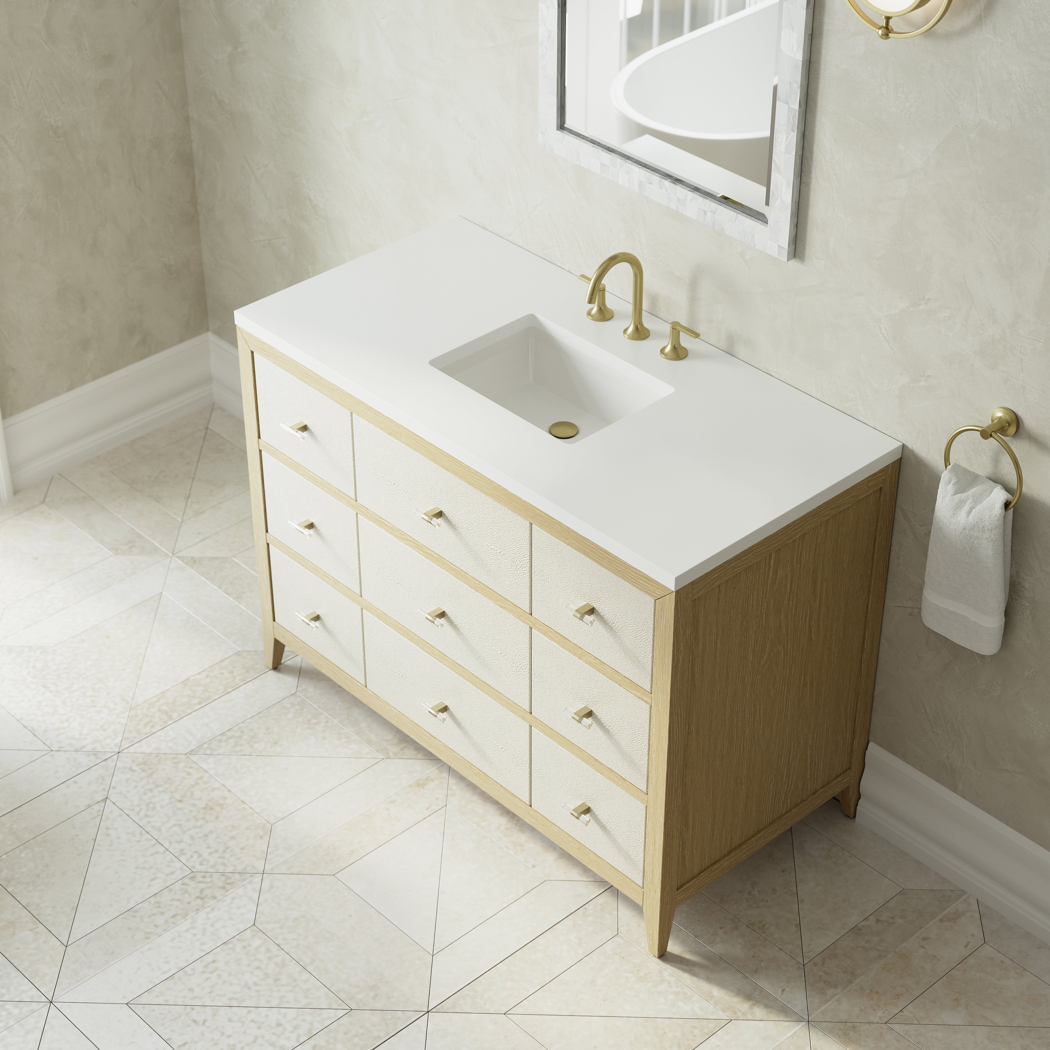 James Martin Celeste 48" Single Vanity in Sunwashed Oak with 3cm Countertop