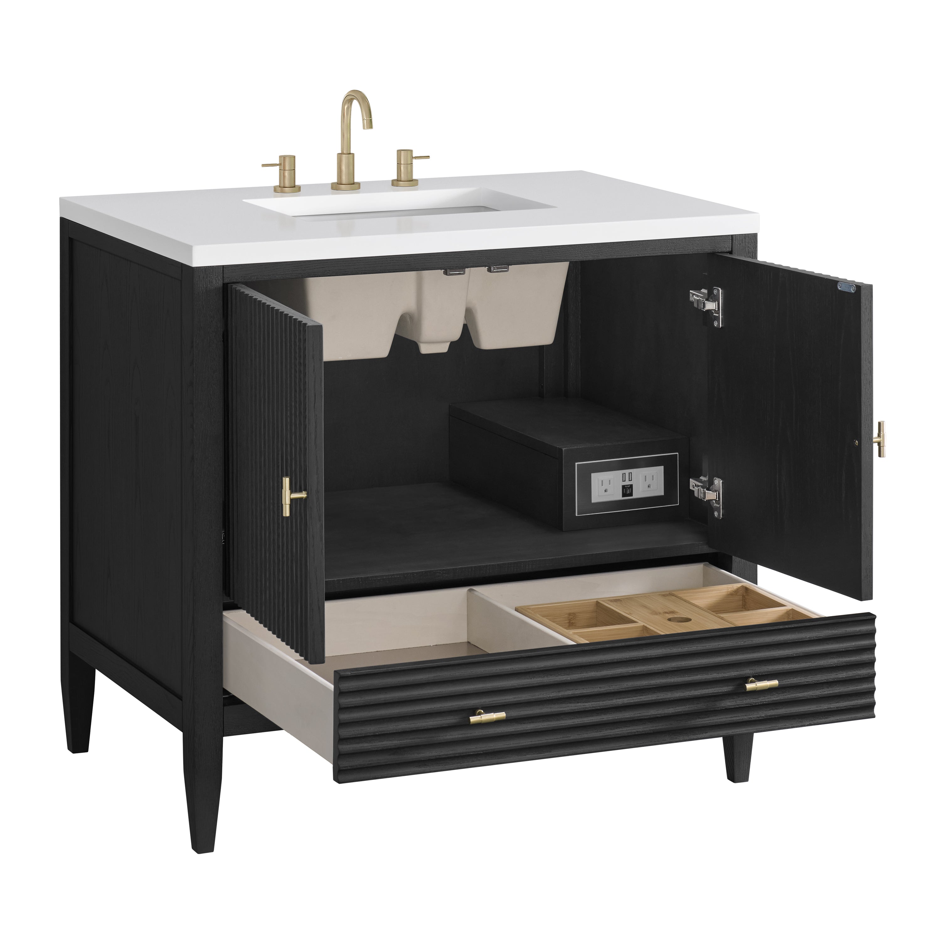 James Martin Myrrin 36" Vanity in Carbon Oak with 3cm Countertop