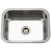 Houzer Elite 24" Stainless Steel Undermount Single Bowl Kitchen Sink with Strainer