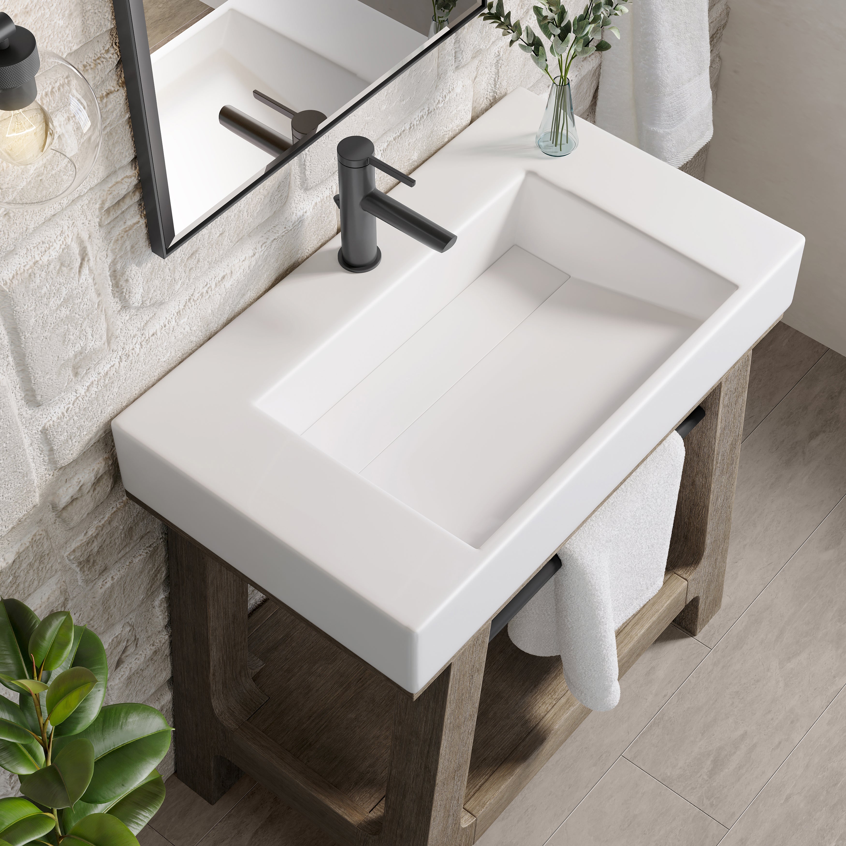 James Martin Auburn 31.5" Single Weathered Timber Sink Console