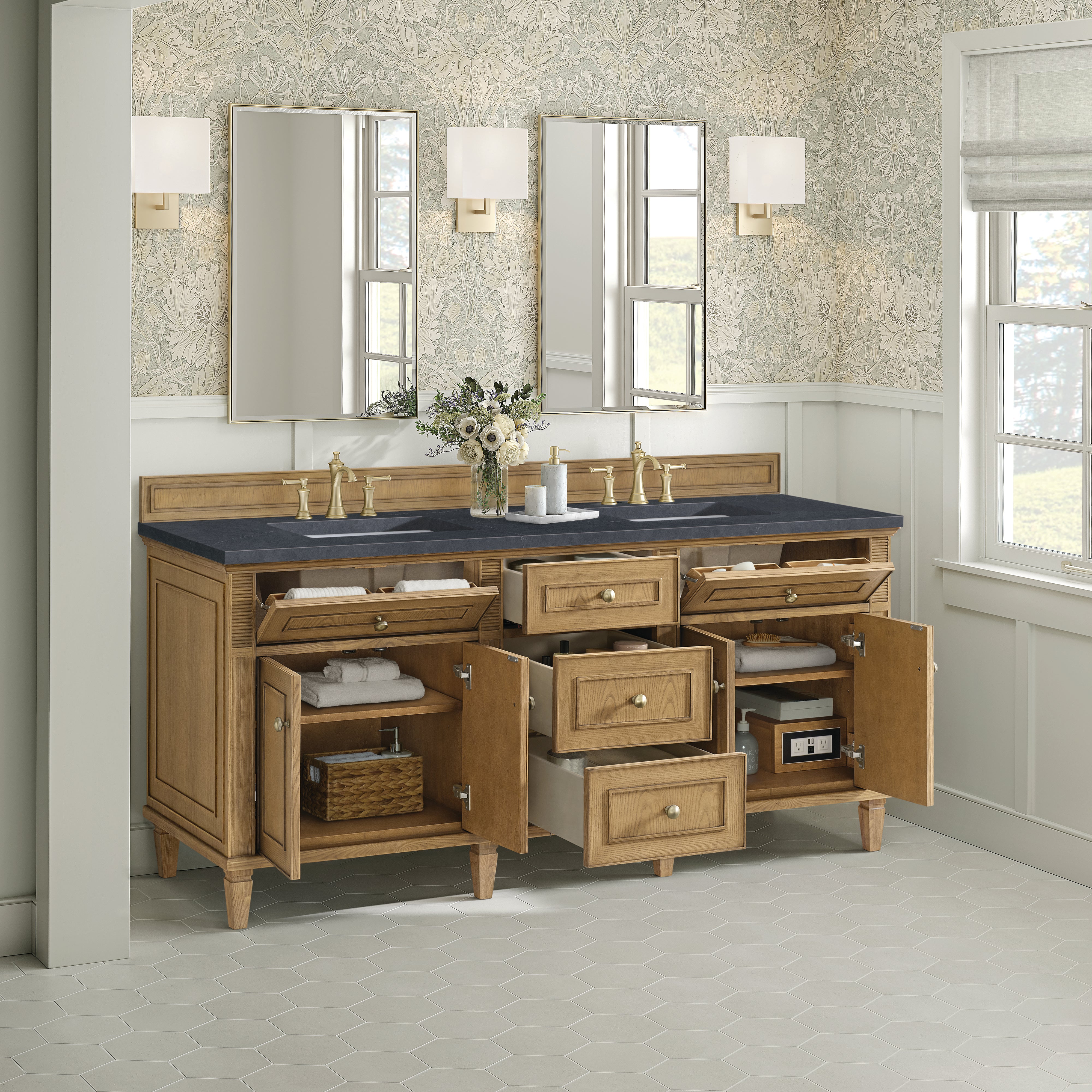 James Martin Lorelai 72" Double Vanity in Light Natural Oak with 3cm Countertop
