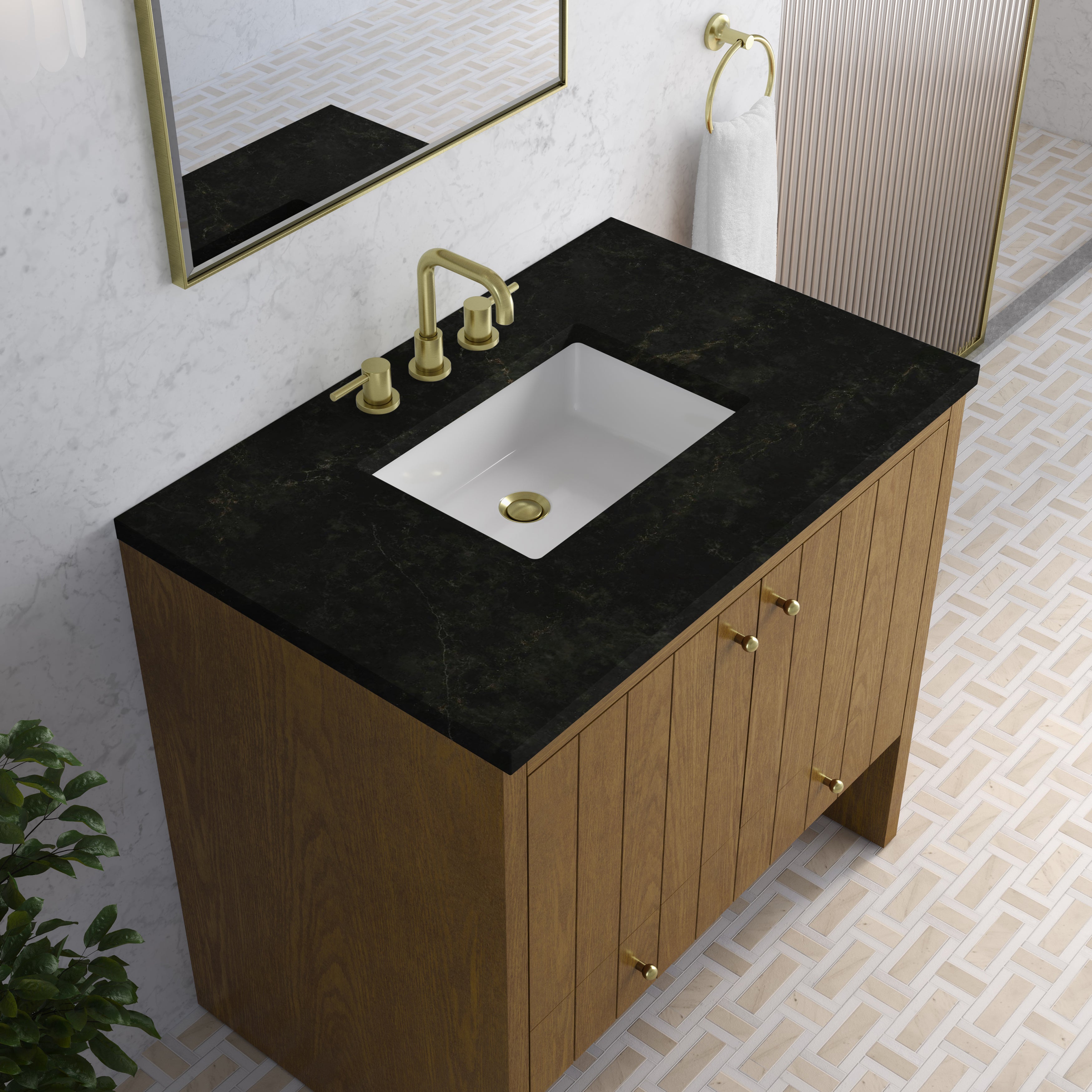James Martin Hudson 36" Single Vanity in Honey Oak with 3cm Countertop