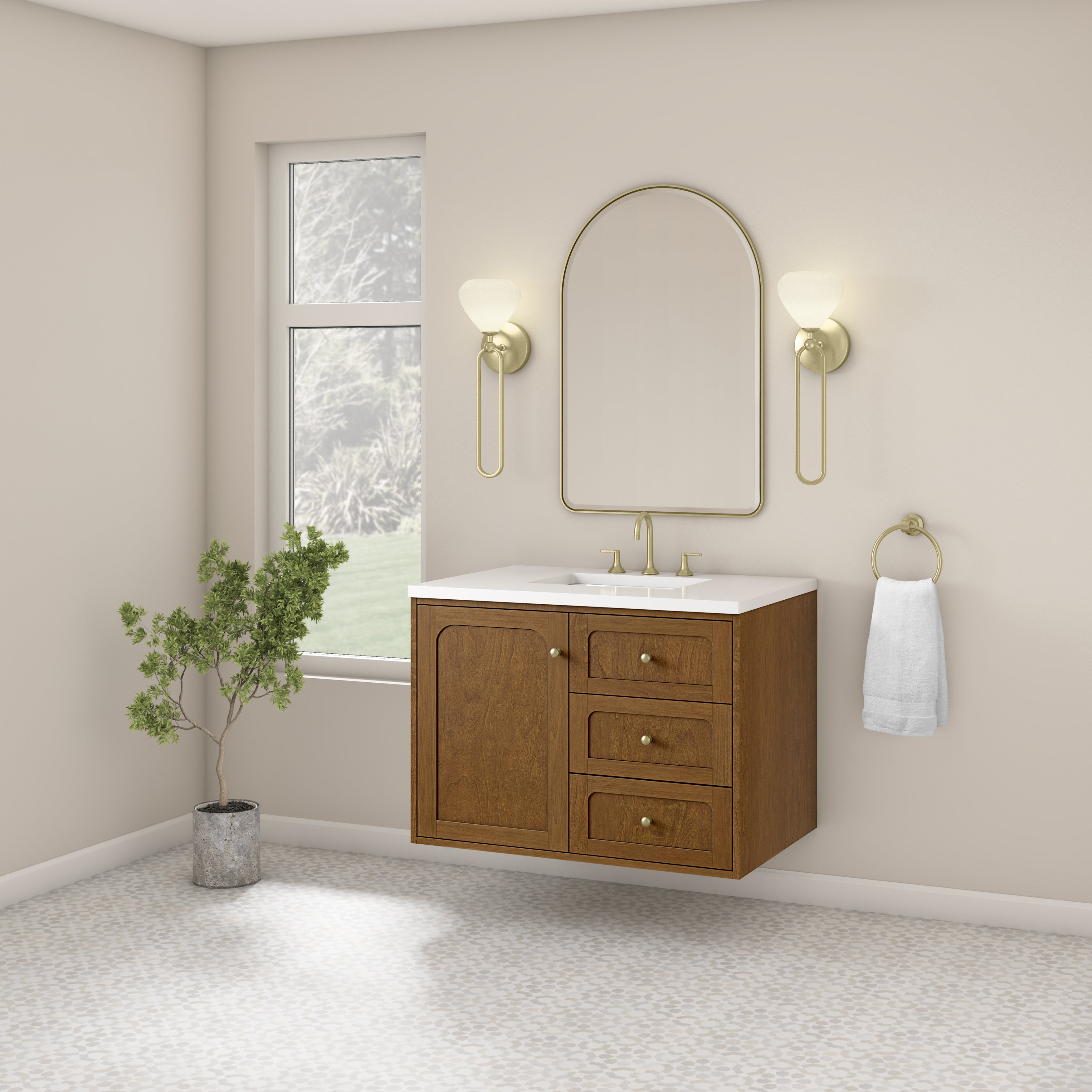 James Martin Laurent 36" Single Vanity in Honey Oak with 3cm Countertop