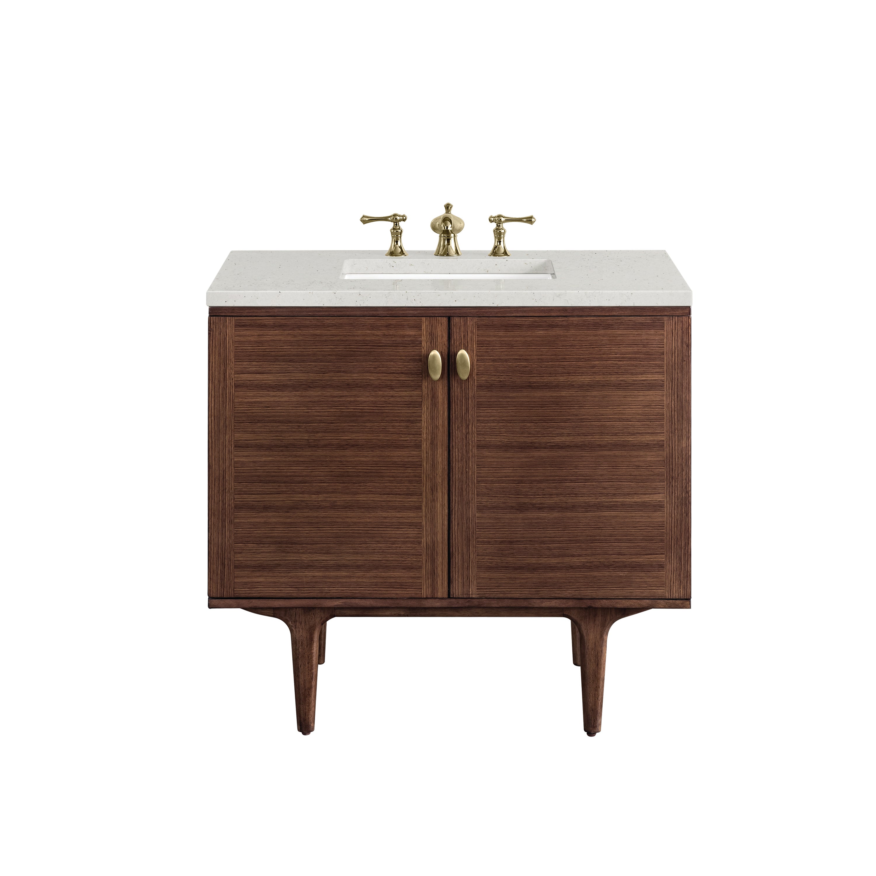 James Martin Amberly 36" Single Vanity in Mid-Century Walnut with 3cm Countertop