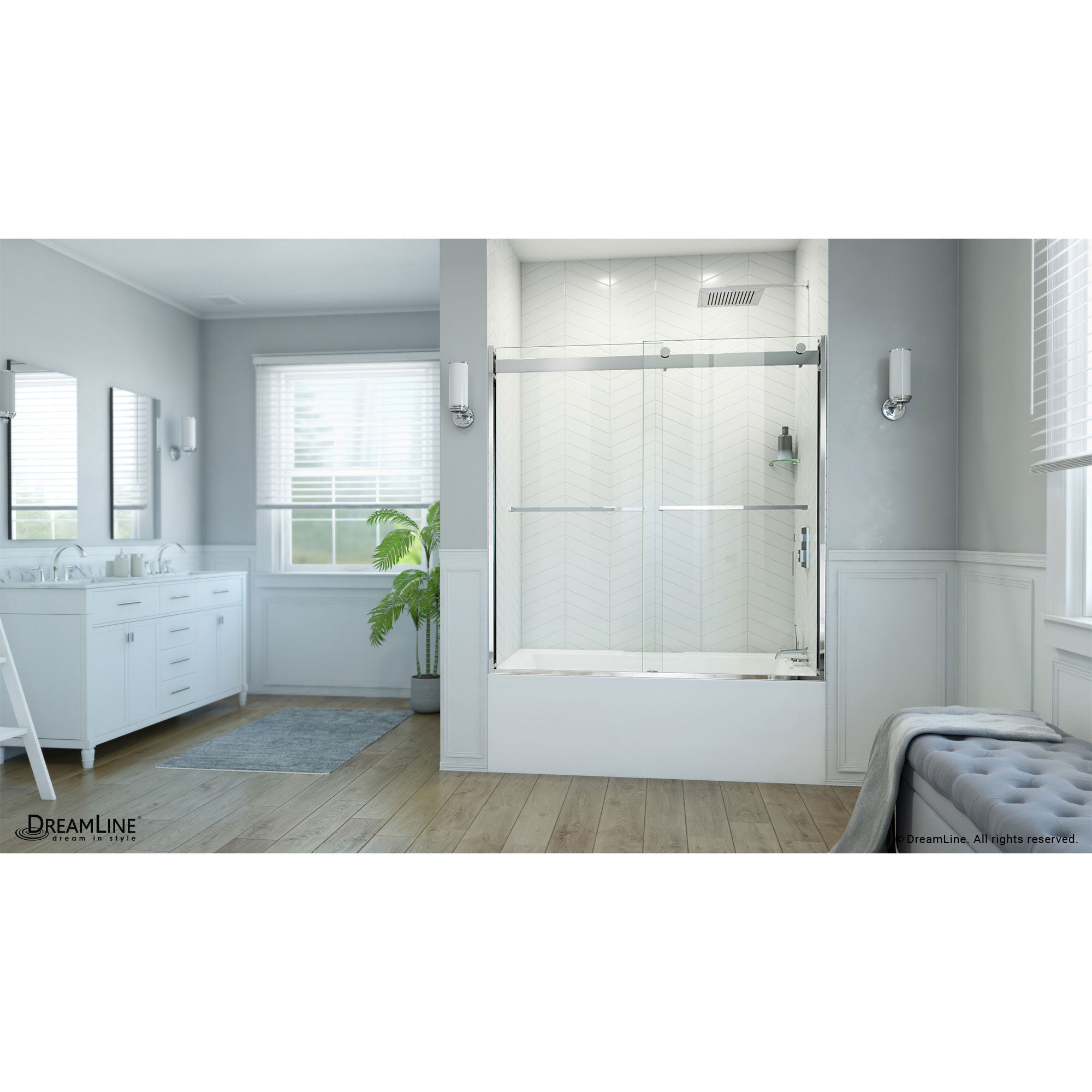 DreamLine Essence-H 56 - 60 inch W x 60 inch H Semi-Frameless Bypass Tub Door