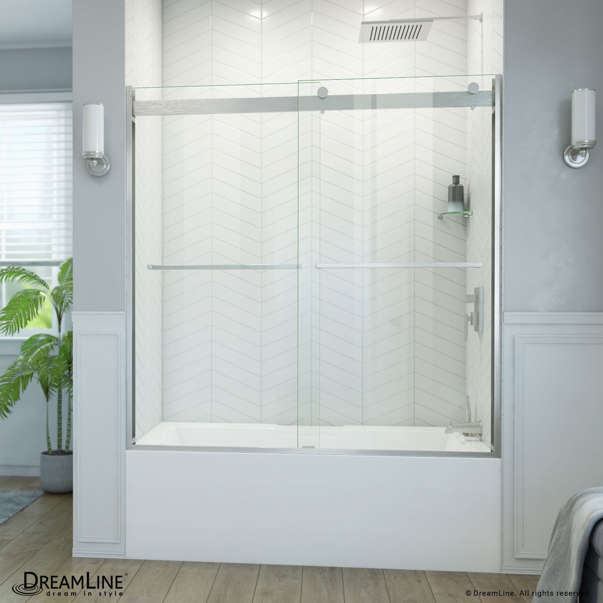 DreamLine Essence-H 56 - 60 inch W x 60 inch H Semi-Frameless Bypass Tub Door