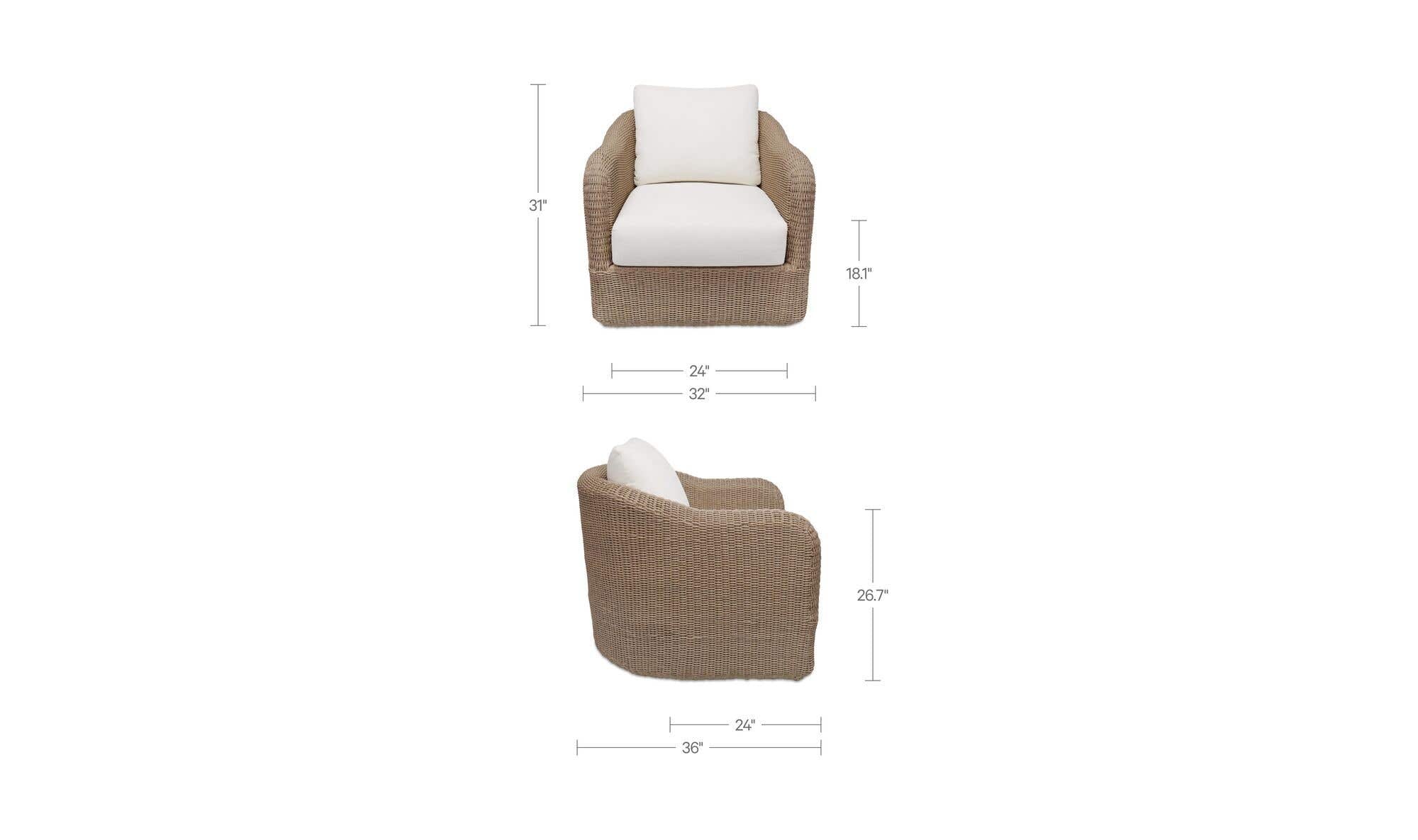 Moes Bodhi Outdoor Swivel Accent Chair Natural ET-1009