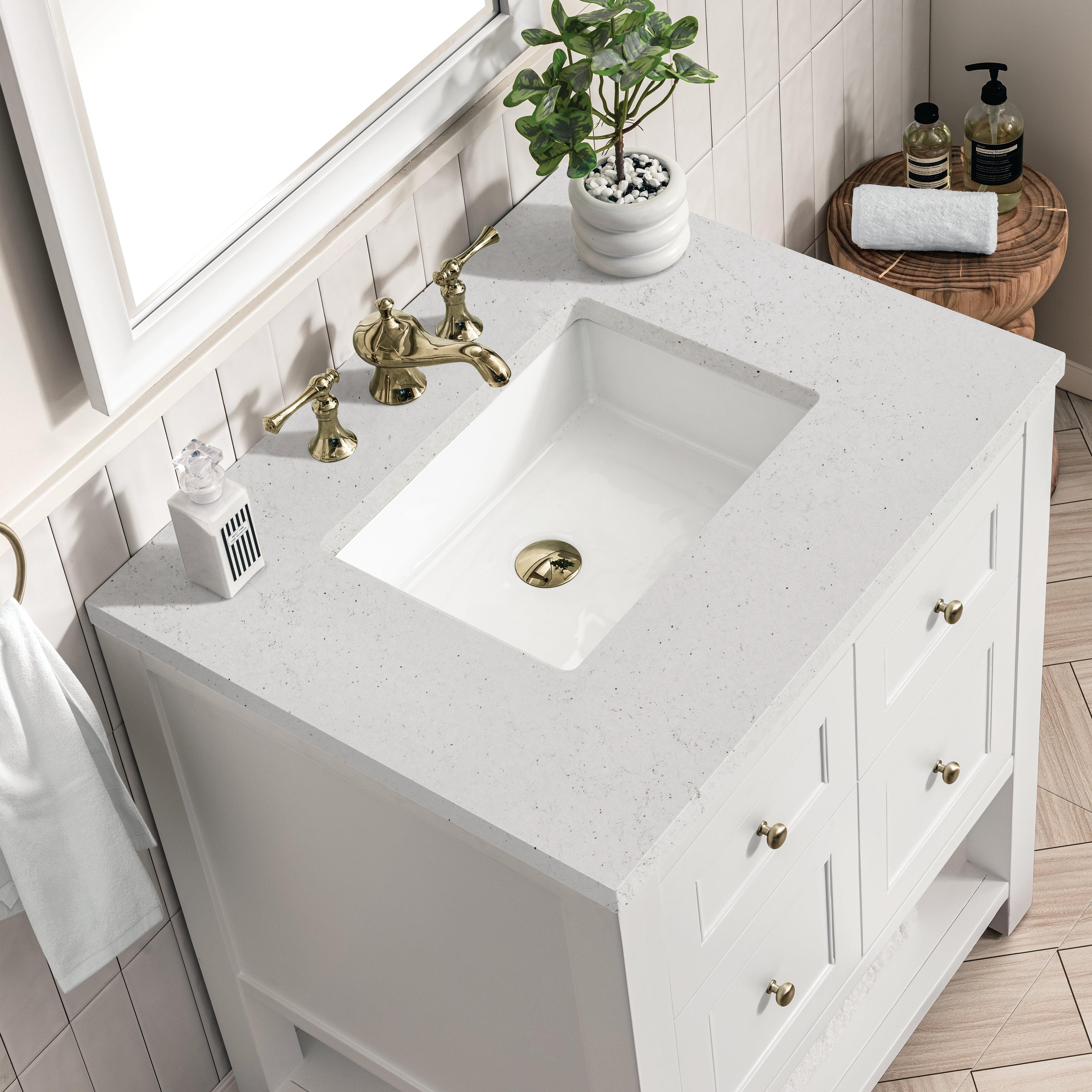 James Martin Breckenridge 30" Single Vanity in Bright White with 3cm Countertop