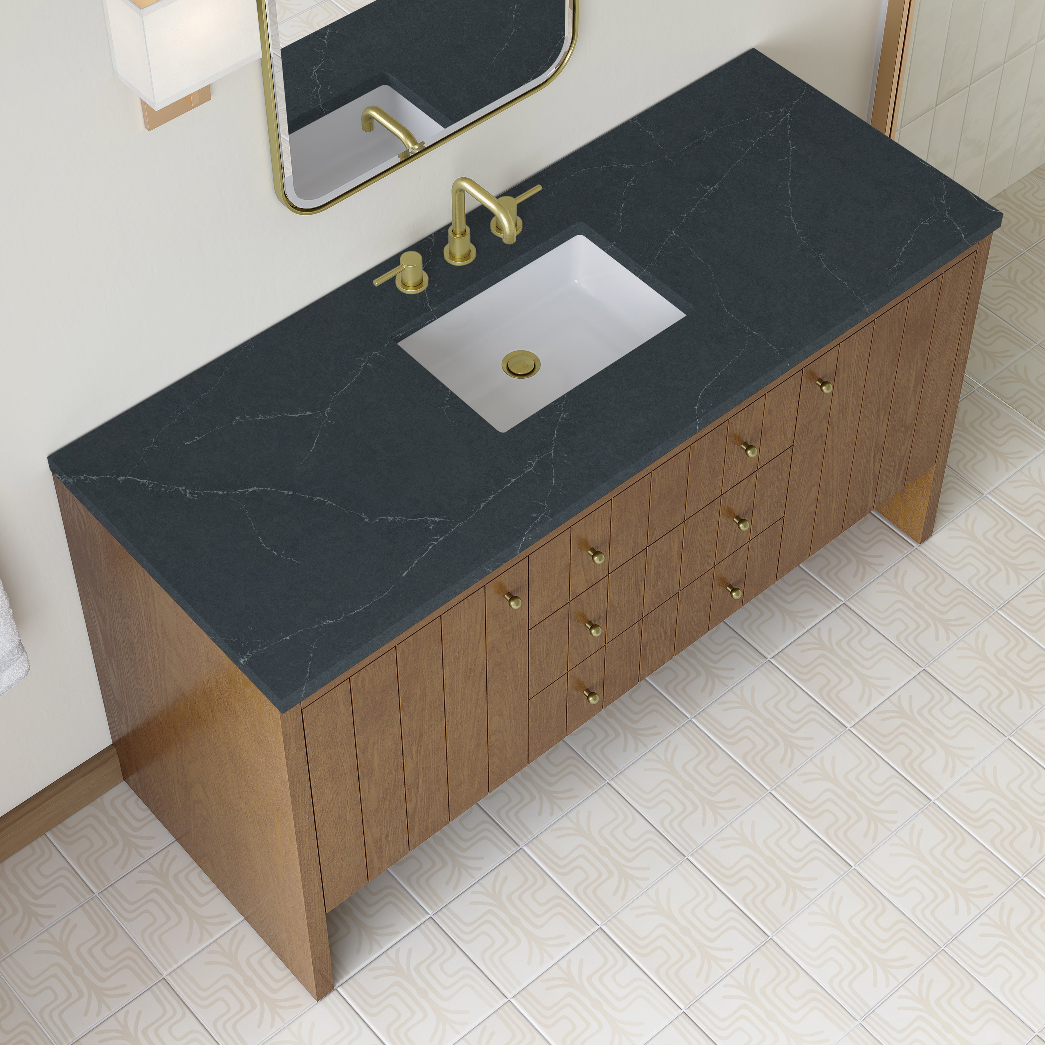 James Martin Hudson 60" Single Vanity in Honey Oak with 3cm Countertop