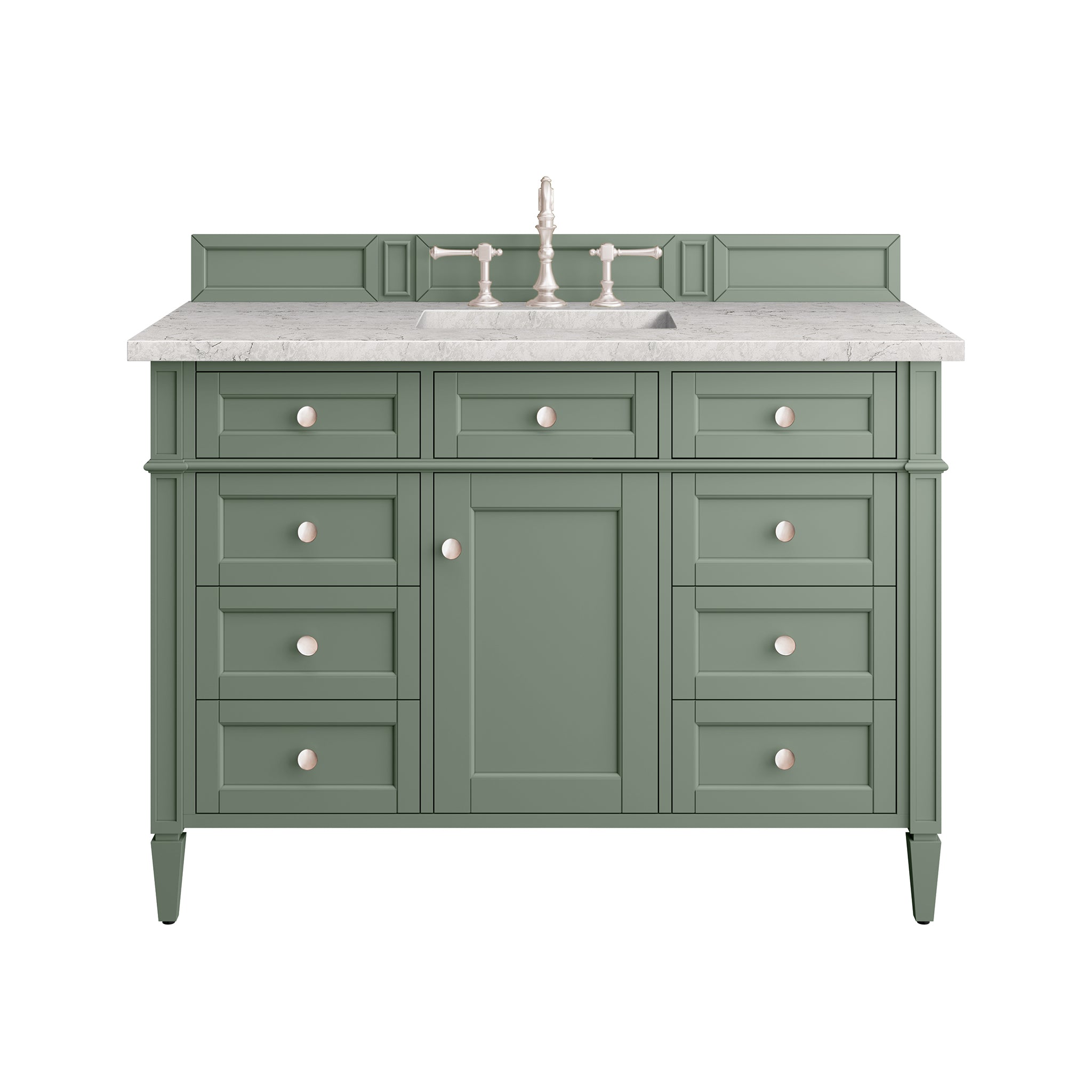 James Martin Brittany 48" Single Vanity in Smokey Celadon with 3cm Countertop and FreePower Wireless Charger