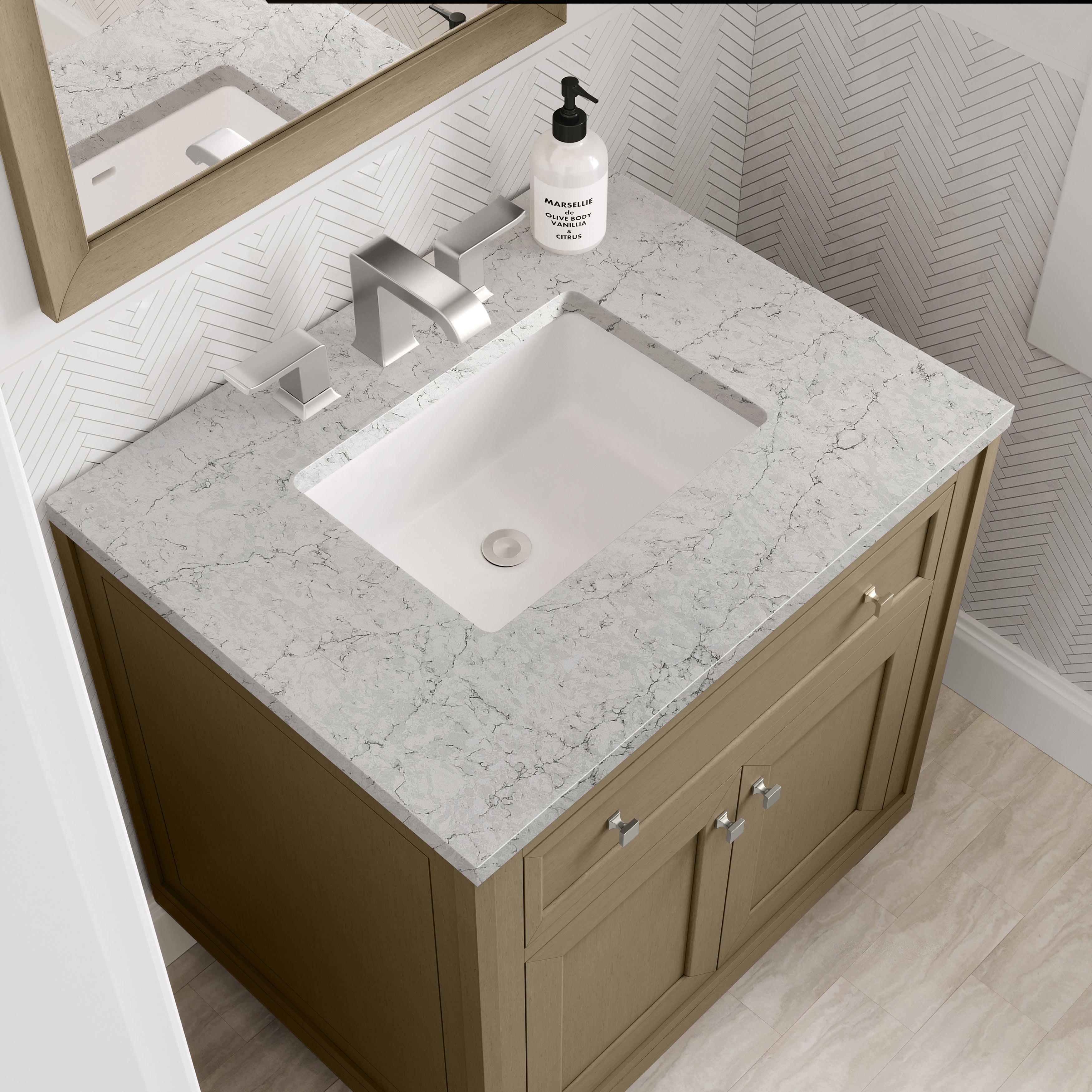 James Martin Chicago 30" Single Vanity in Walnut Whisper with 3cm Countertop