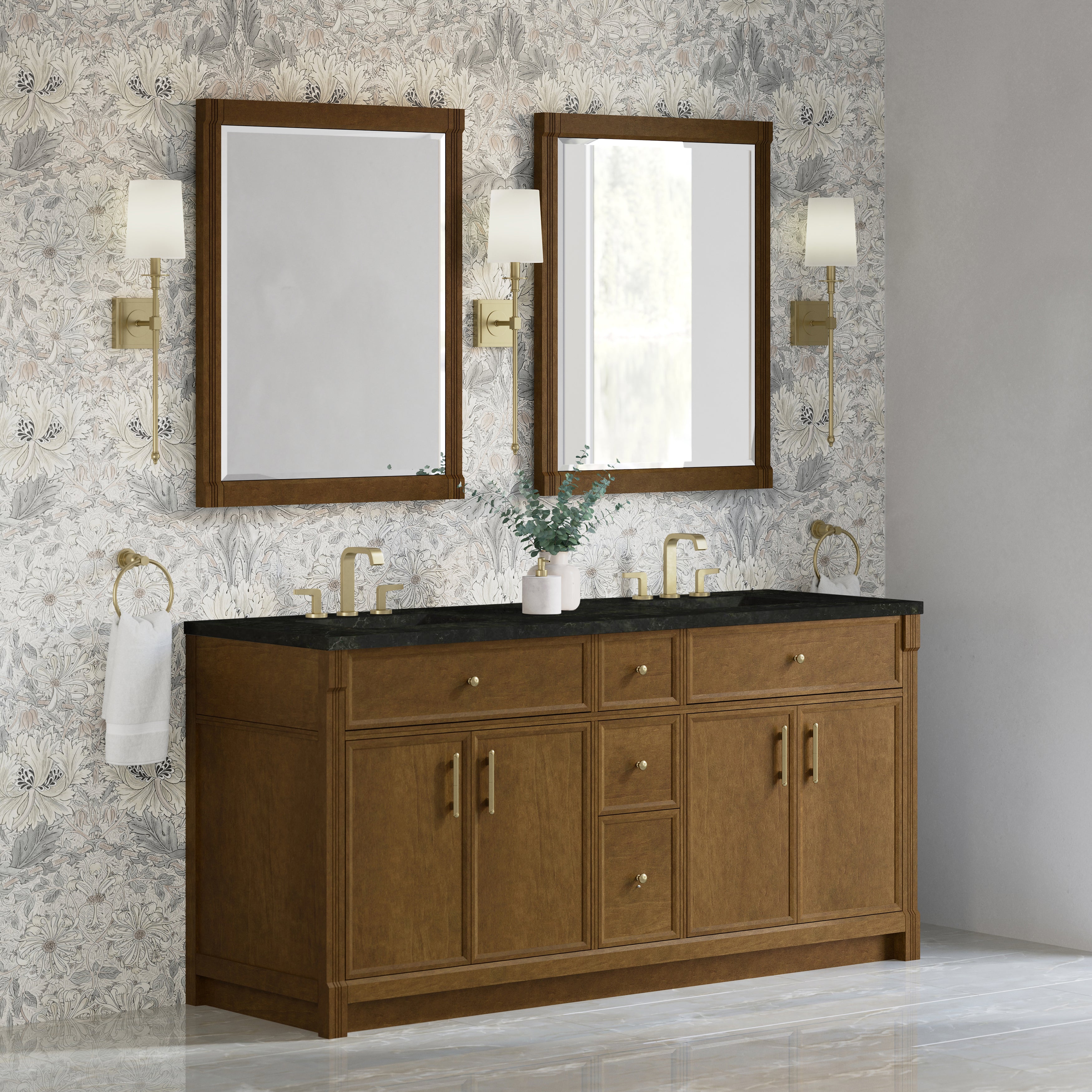 James Martin Bellshire 72" Double Vanity in Honey Oak with 3cm Countertop