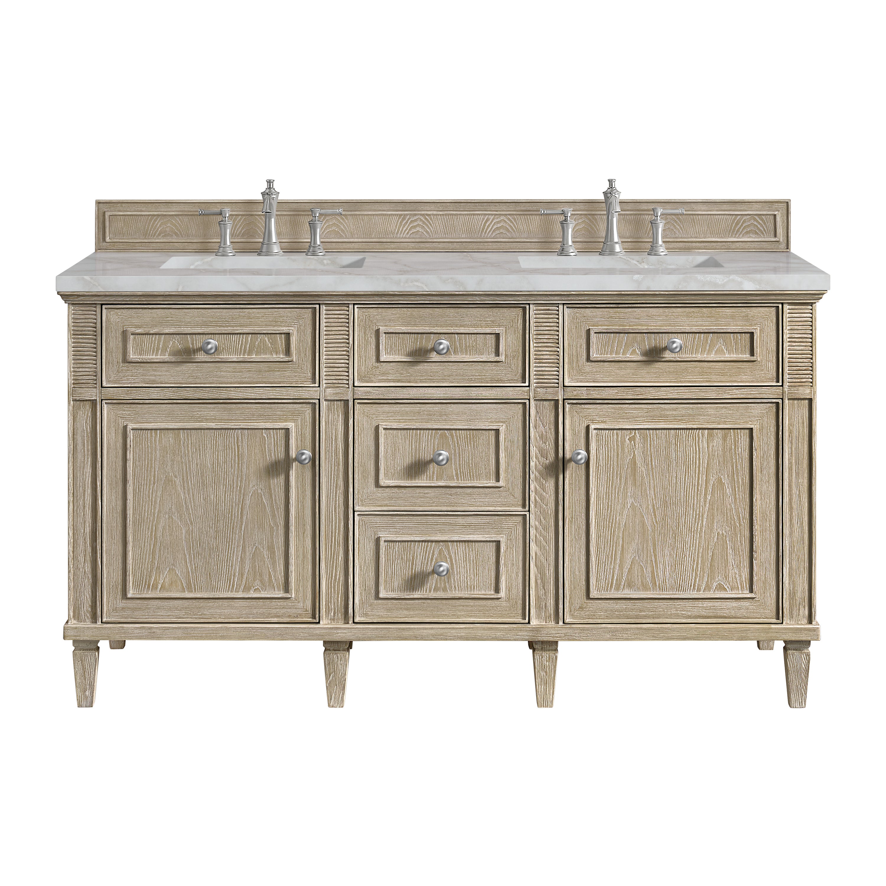 James Martin Lorelai 60" Double Vanity in Whitewashed Oak with 3cm Countertop