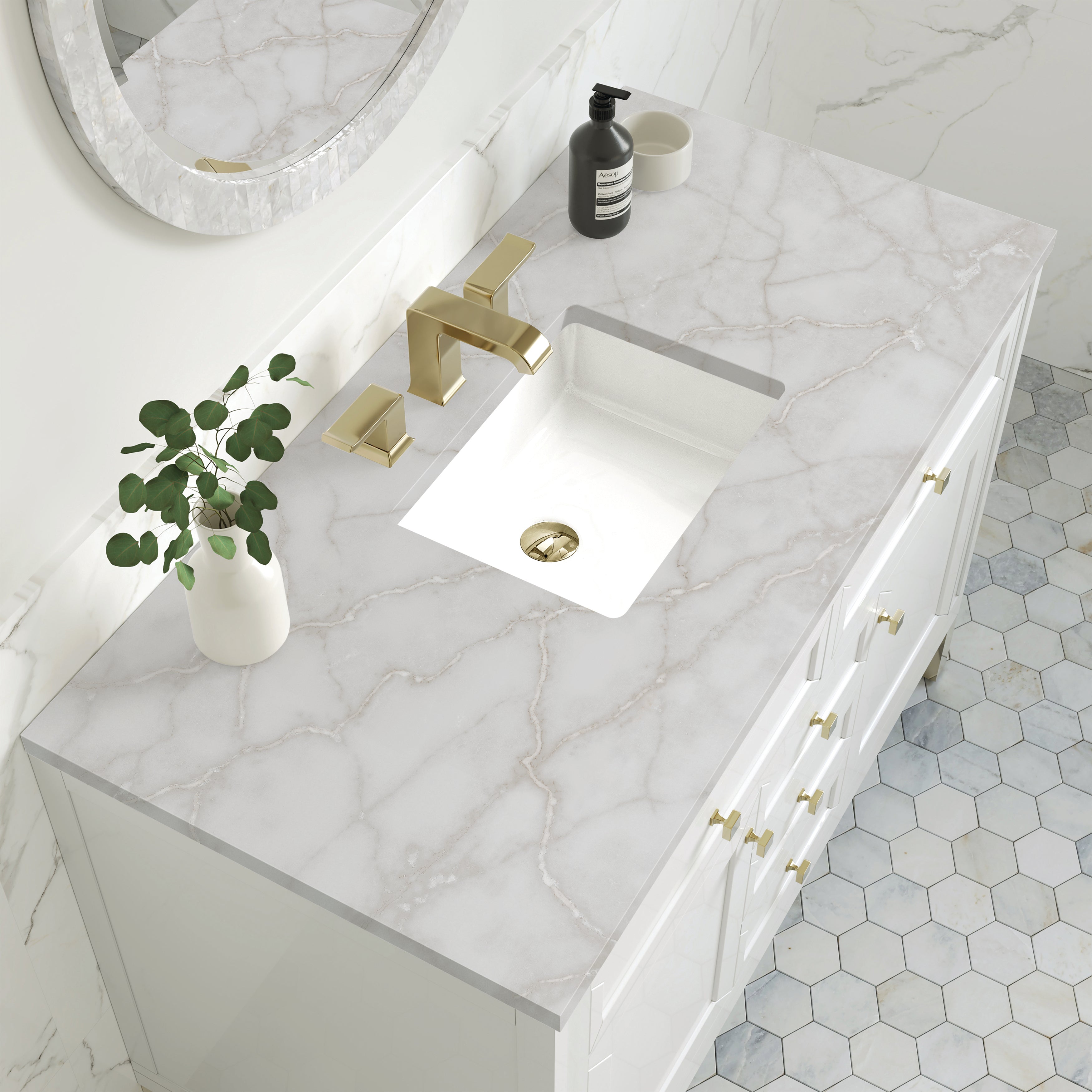 James Martin Chicago 48" Single Vanity in Glossy White with 3cm Countertop