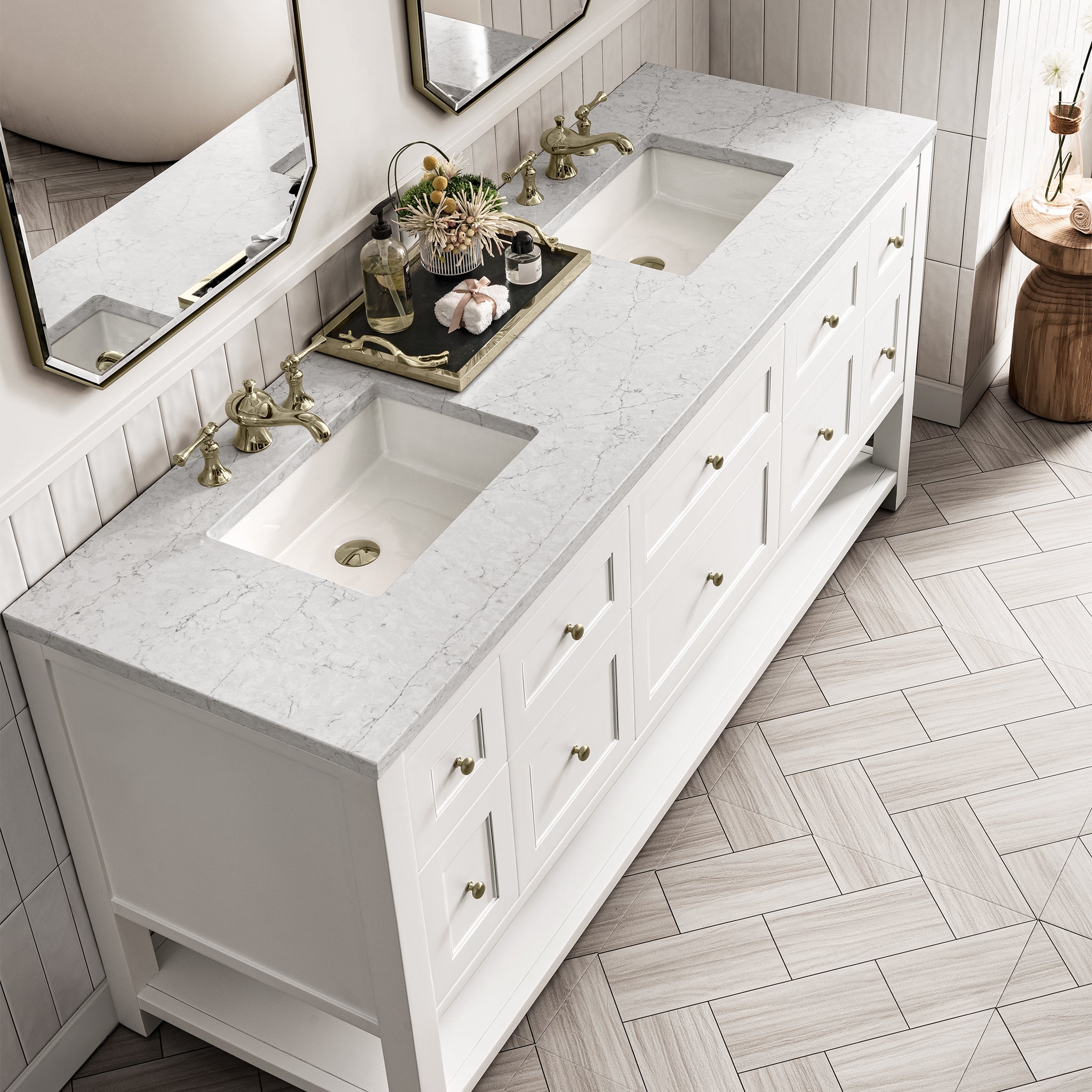 James Martin Breckenridge 72" Double Vanity in Bright White with 3cm Countertop