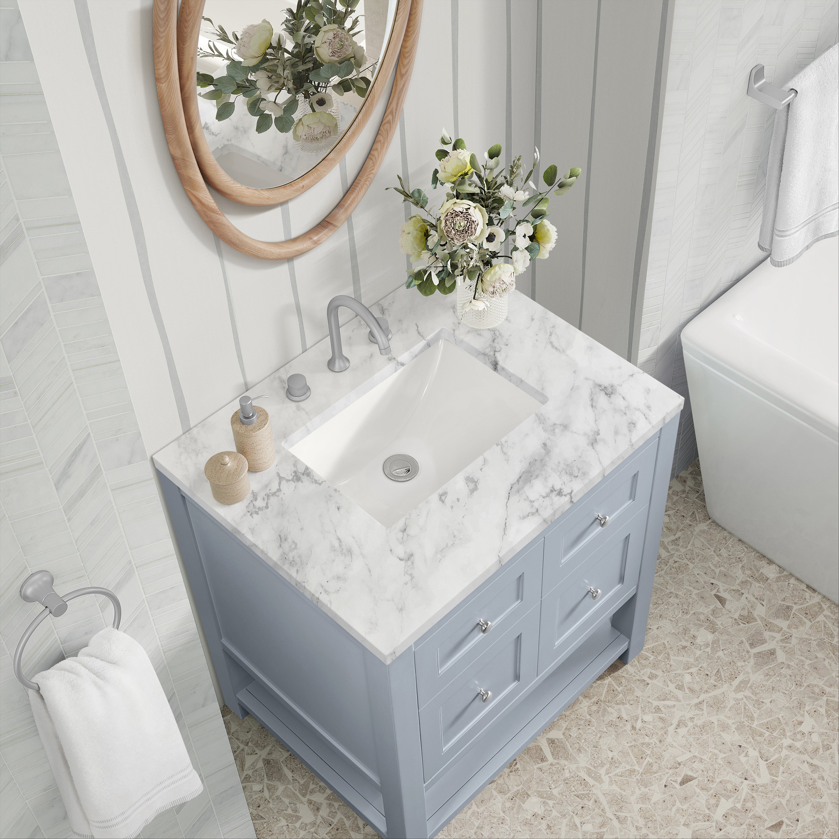 James Martin Breckenridge 30" Single in Serenity Blue with 3cm Countertop