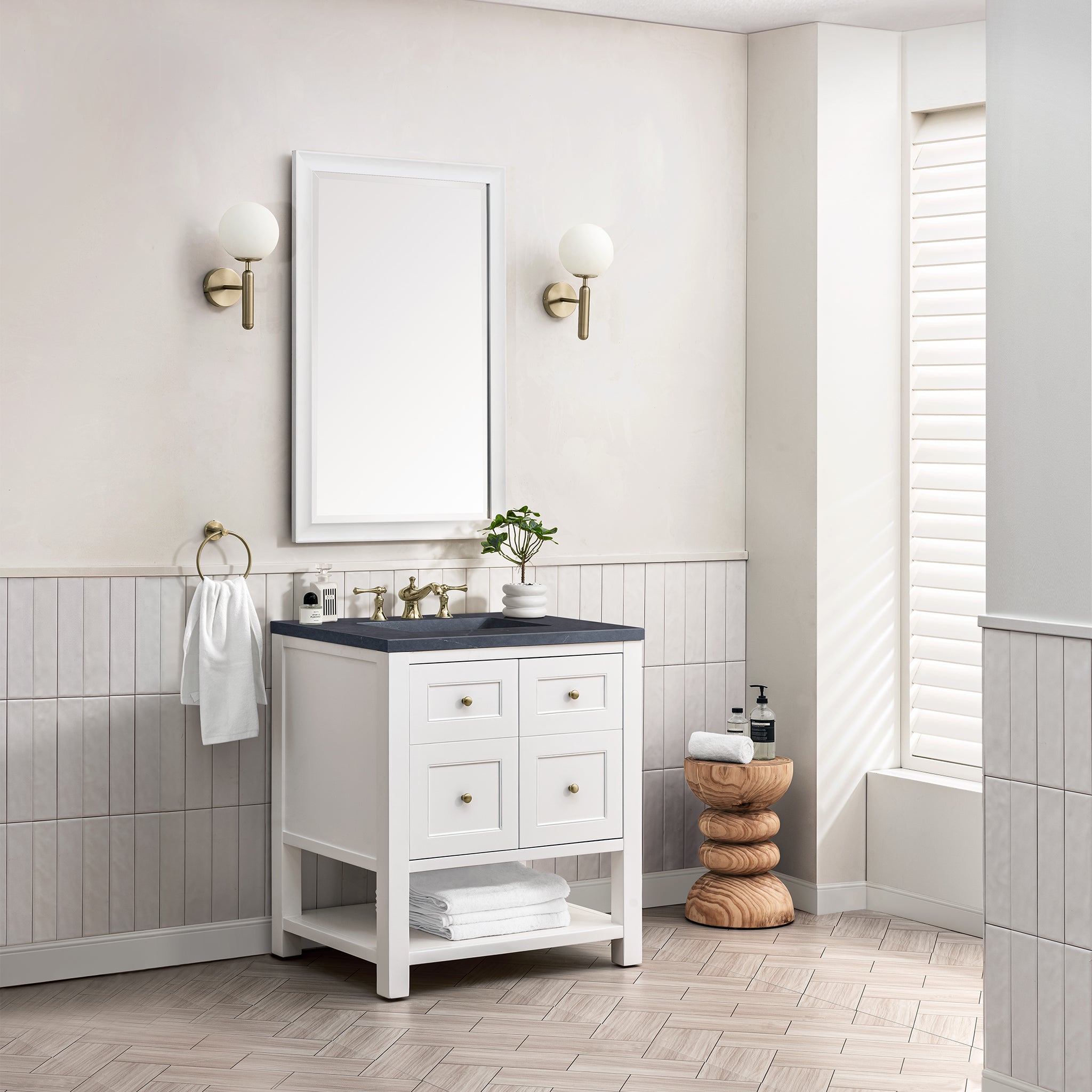 James Martin Breckenridge 30" Single Vanity in Bright White with 3cm Countertop