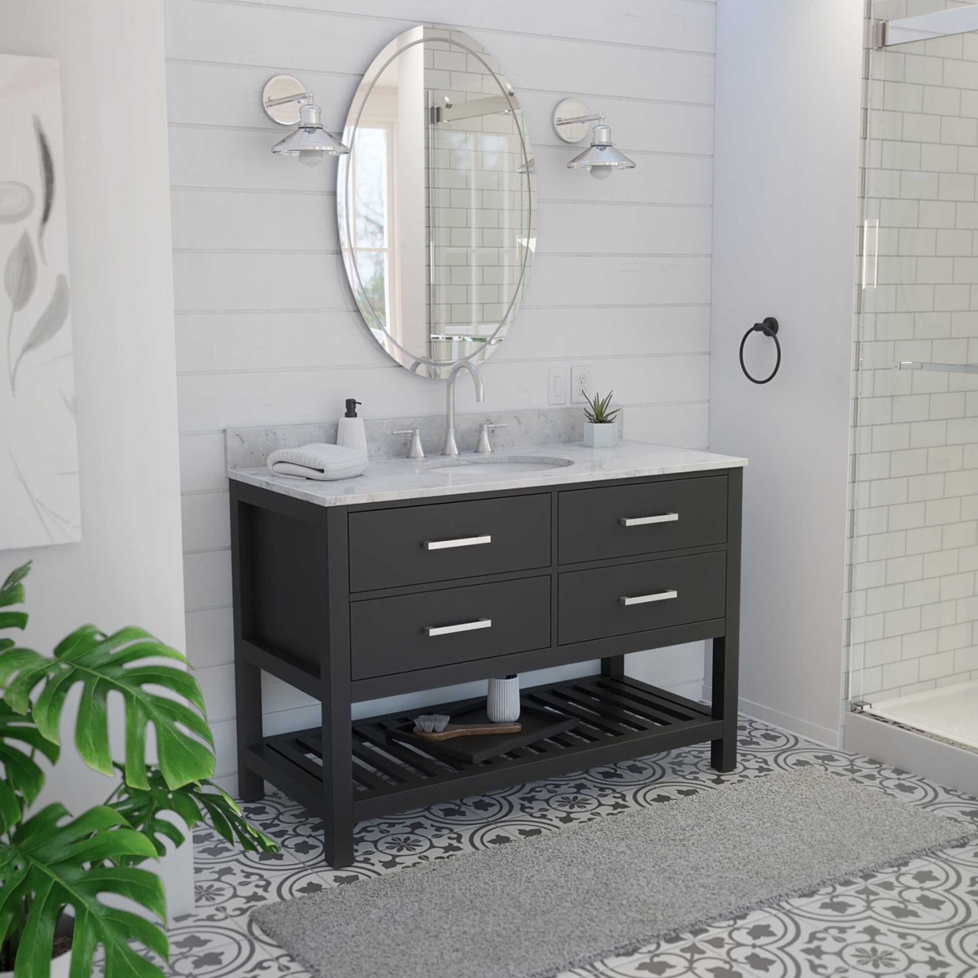 Valencia 48" Vanity, Oval Sink