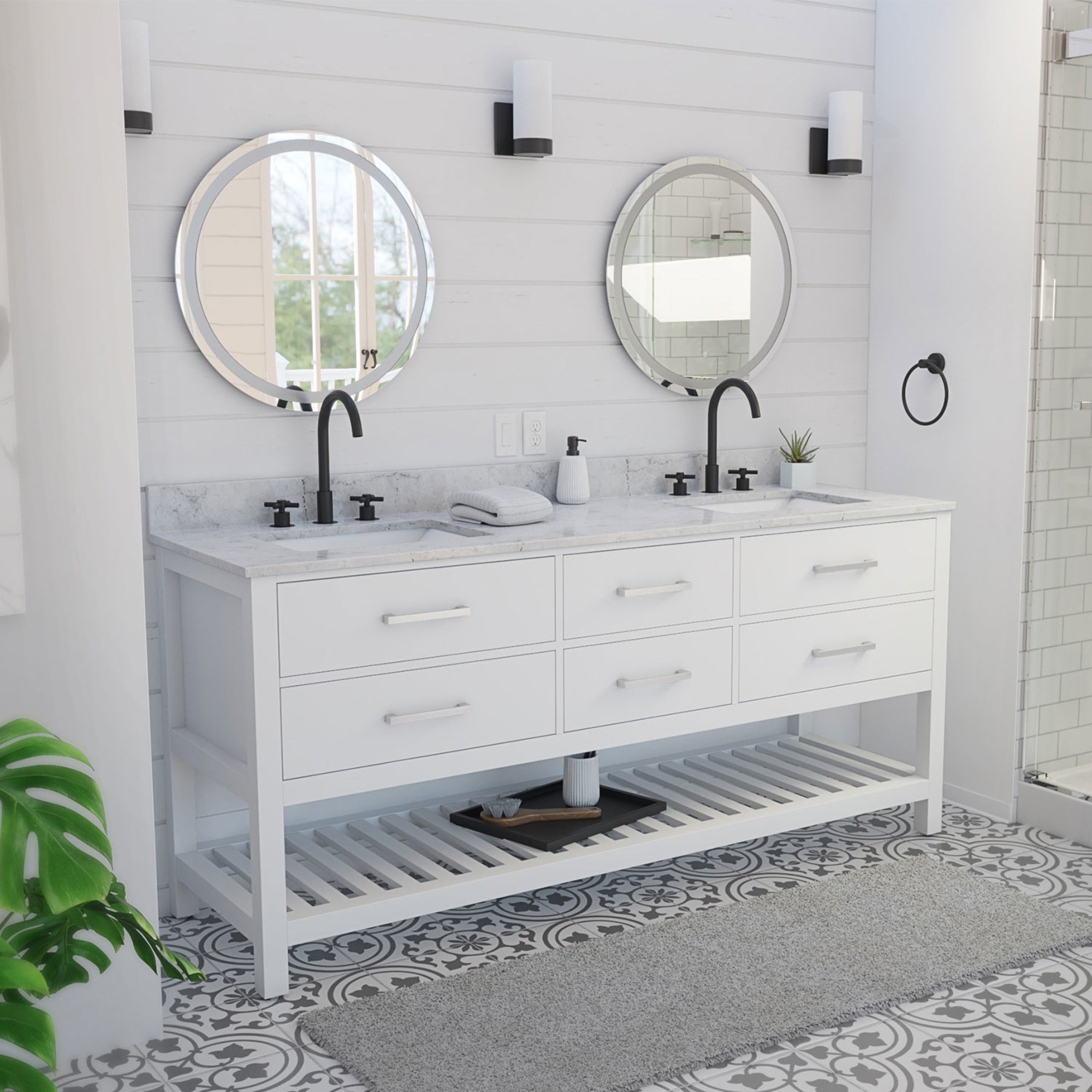 Valencia 72 Inch Vanity with Rectangular Sinks
