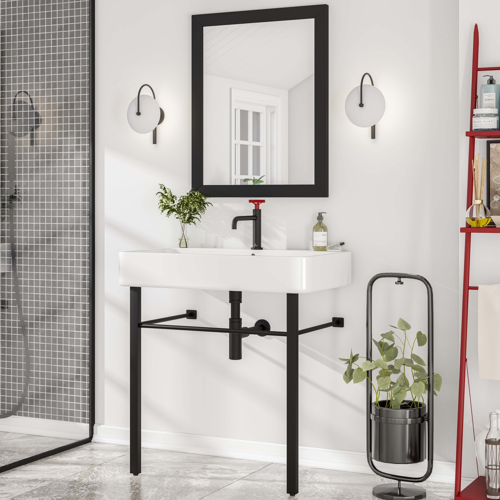 Eviva Enza Single-Handle Waterfall Single-Hole Bathroom Faucet with Deckplate Included in Matte Black
